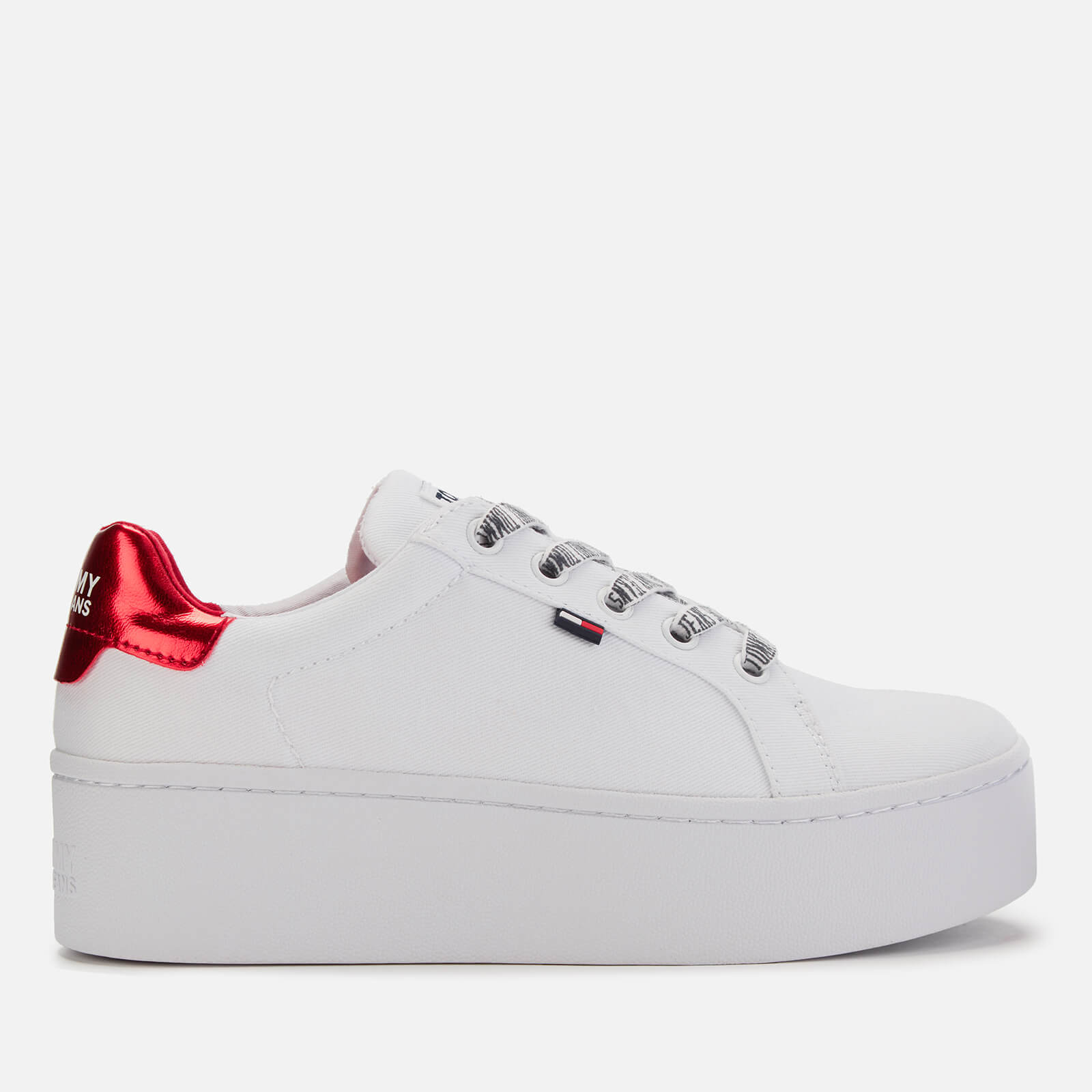 tommy jeans canvas logo flatform trainers