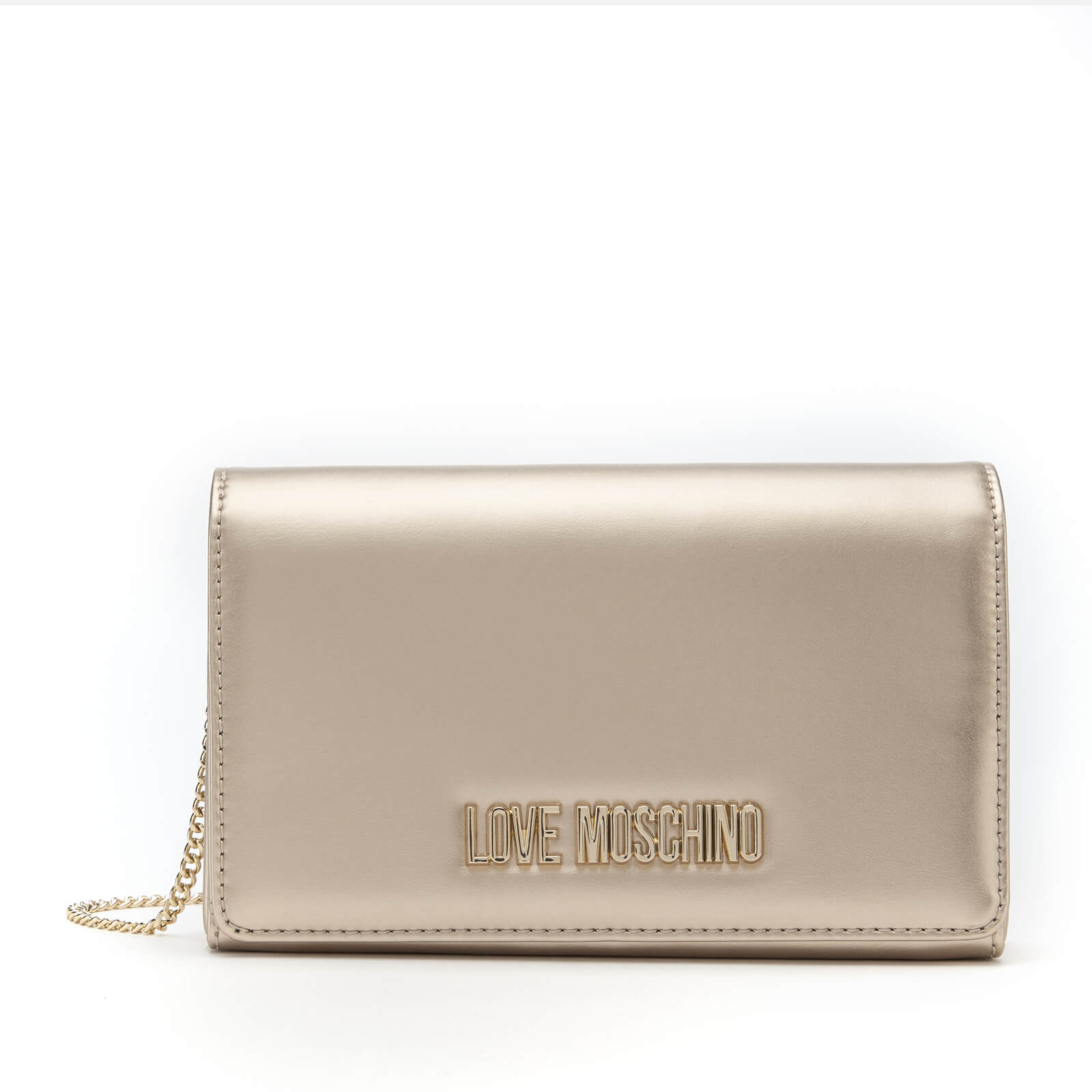 gold love moschino bag