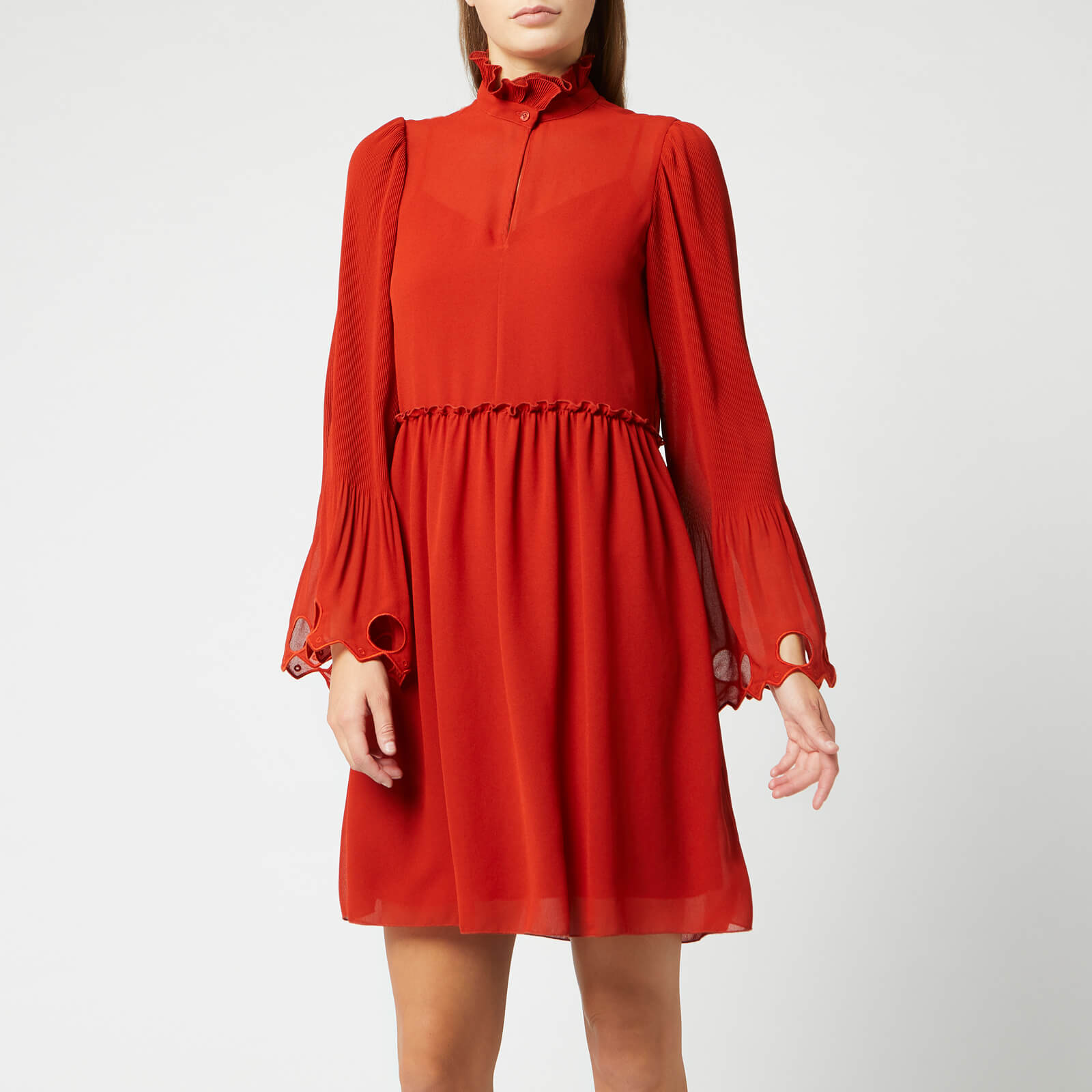 Frill Detail Dress - Earthy Red 