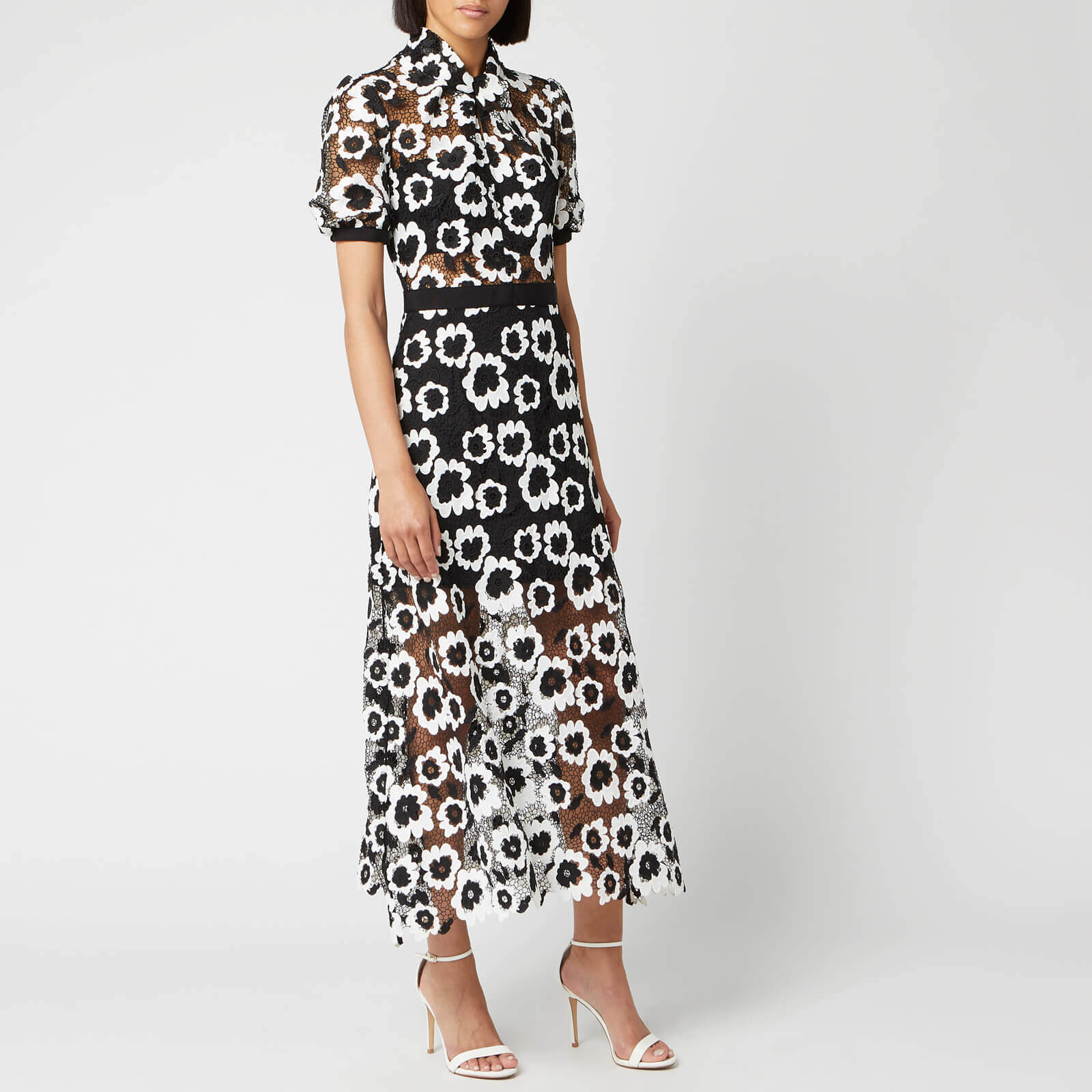 Self Portrait Women S Short Sleeve Abstract Guipure Dress Ivory