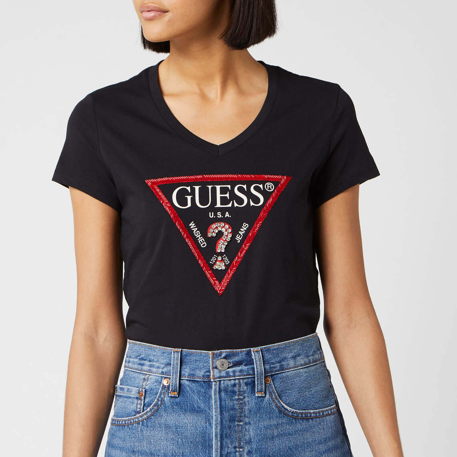 guess black t shirt women's