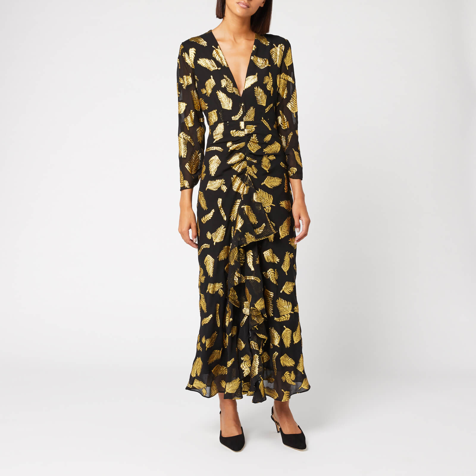 Rixo Women S Rose Gold Silk Lame Maxi Dress Palm Free Uk Delivery Available