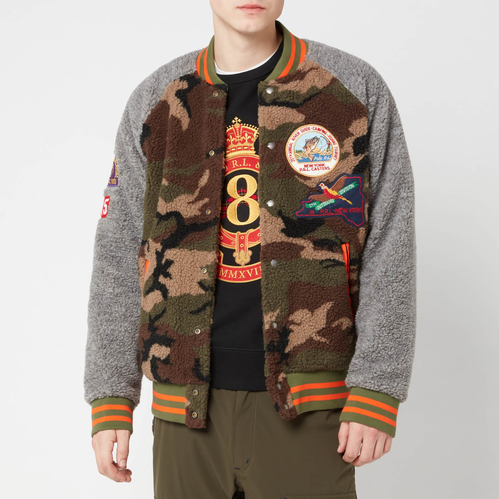 Ralph Vintage Bomber Heather Lauren Sherpa Fleece Camodark Men's Jacket Polo TFJ31ulcK