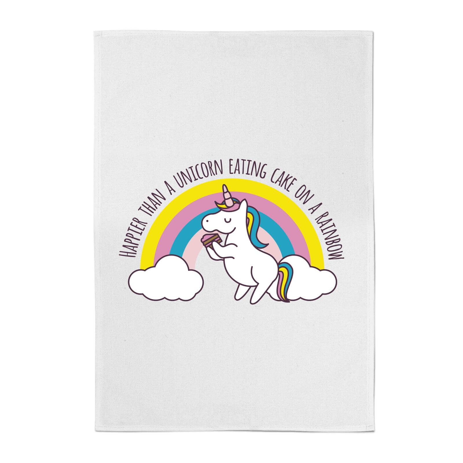 Happier Than A Unicorn Eating Cake Cotton Tea Towel Iwoot