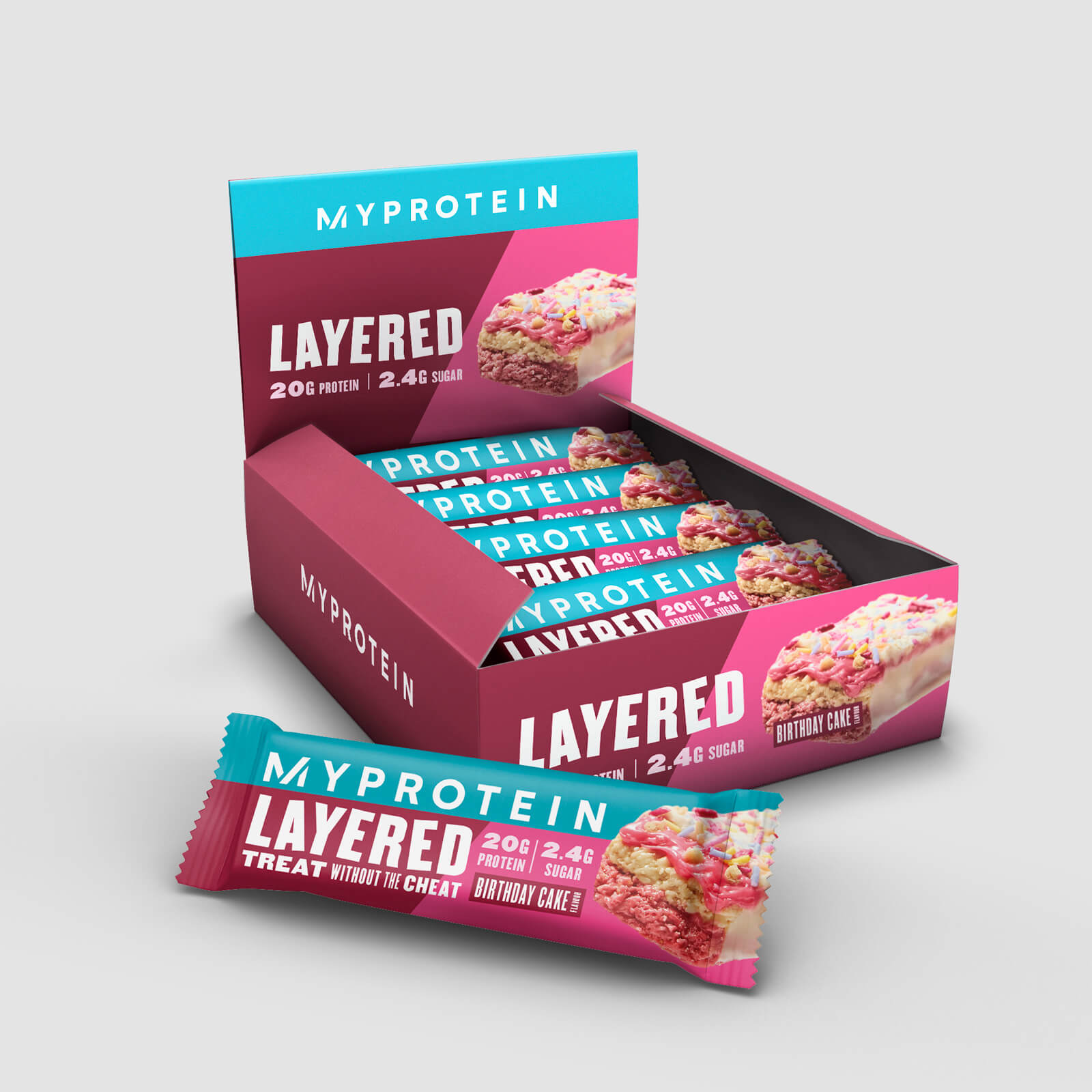 Layered Protein Bar - 12 x 60 - Birthday Cake