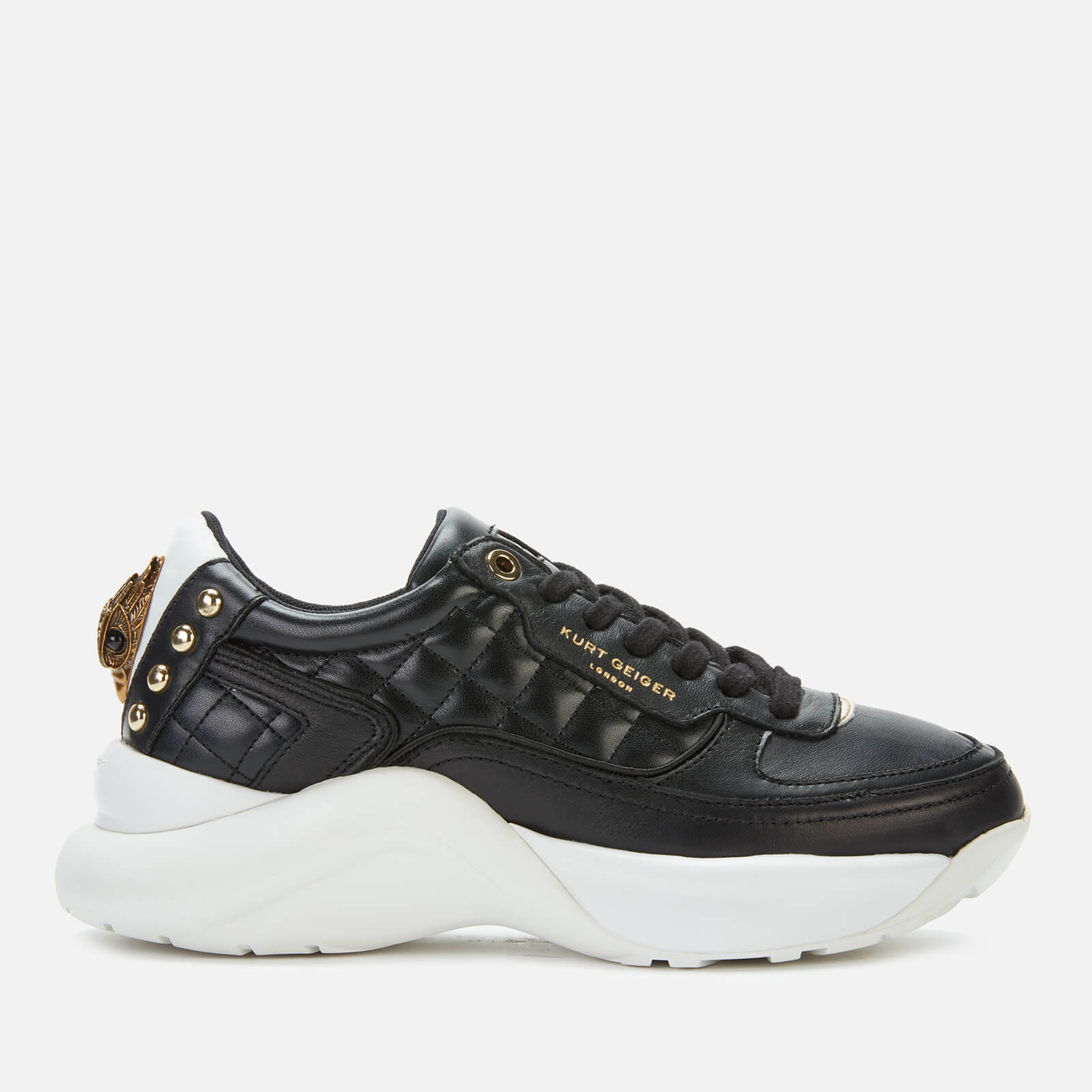 kurt geiger black and gold trainers