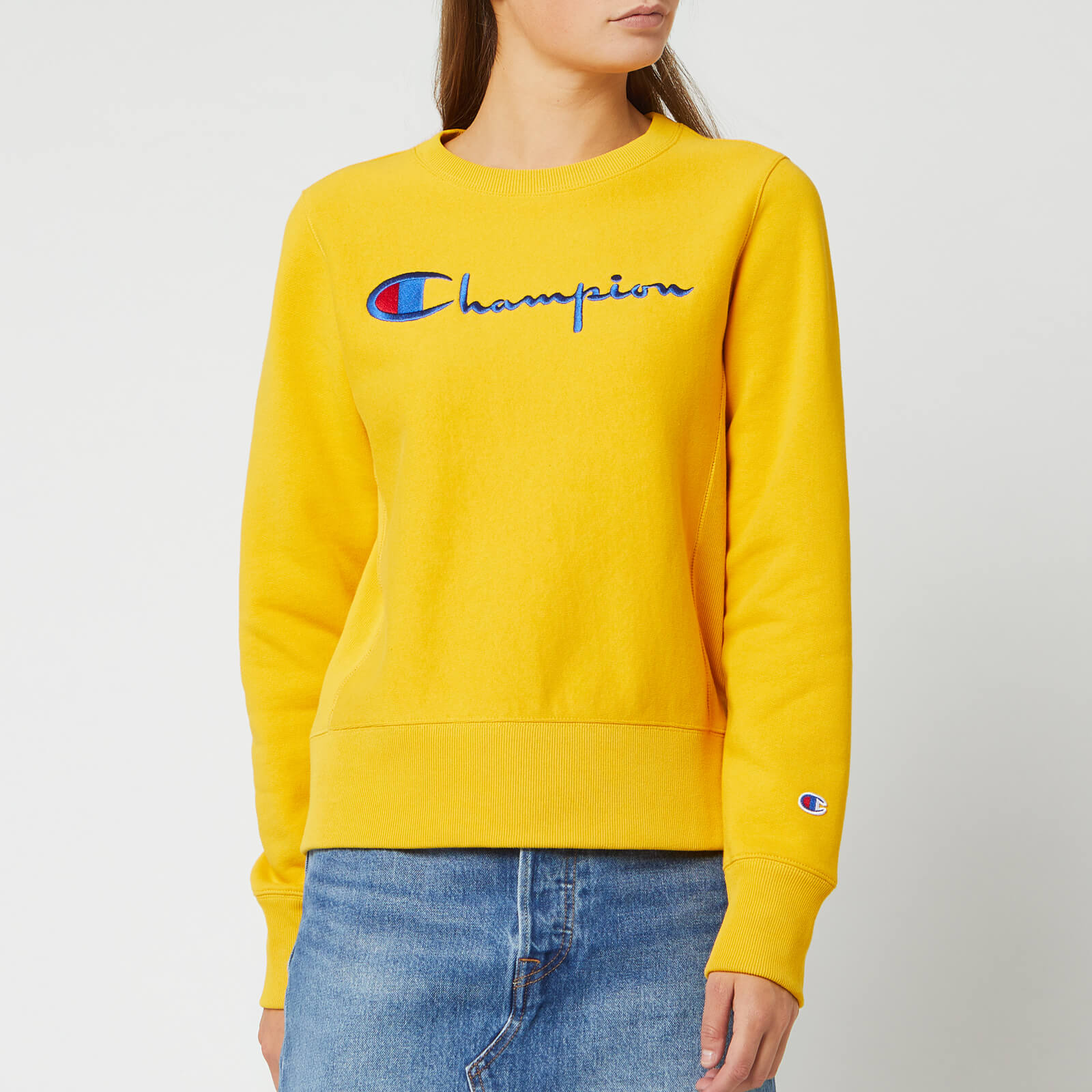 yellow champion sweatshirt womens