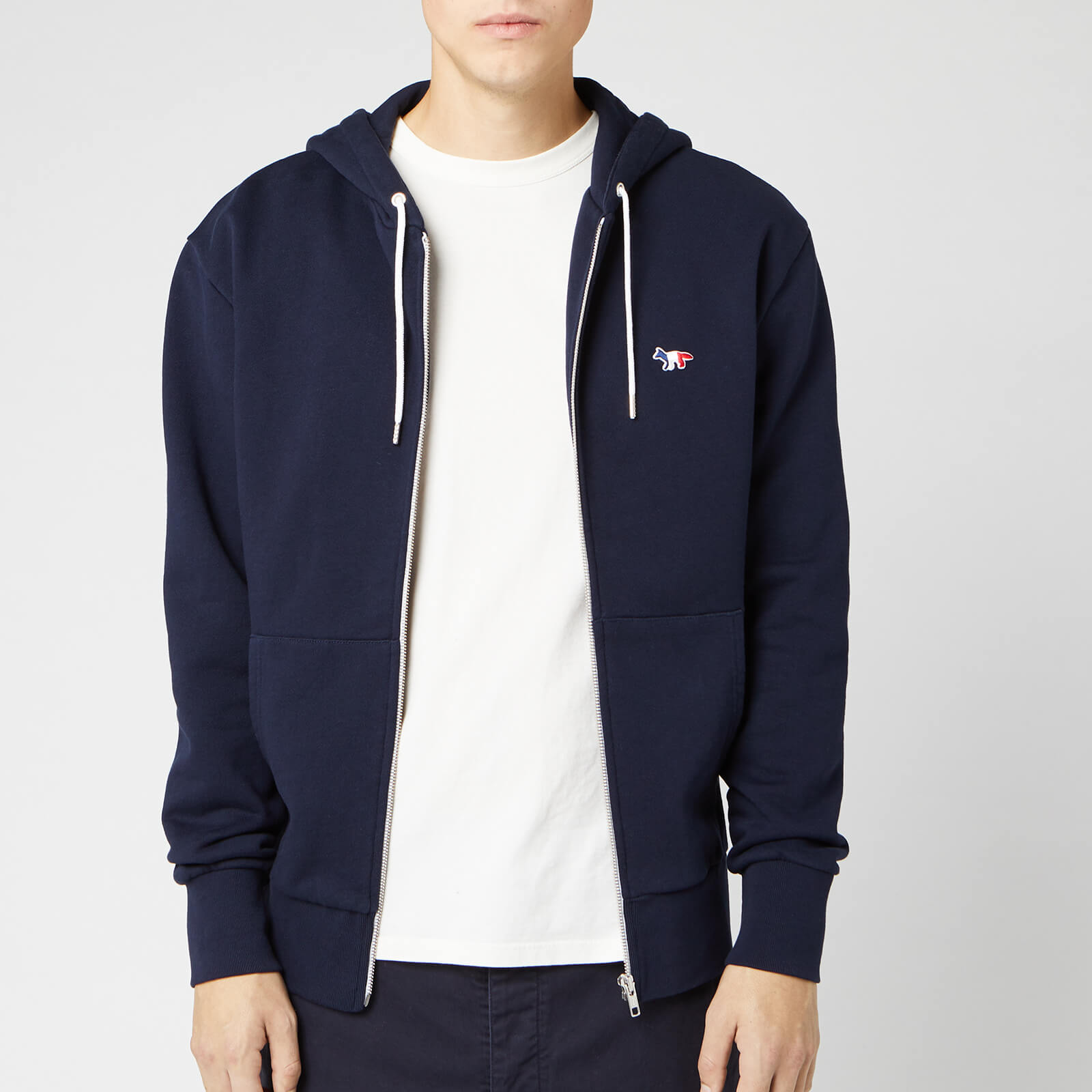 Men Zip Hoodie Tricolor Fox Patch Black Men Zip Hoodie Tricolor Fox Patch Black