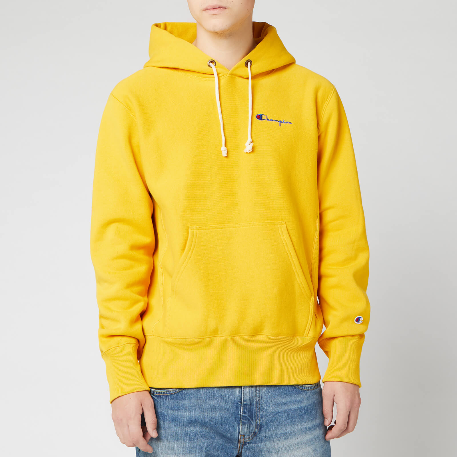 yellow champion mens hoodie