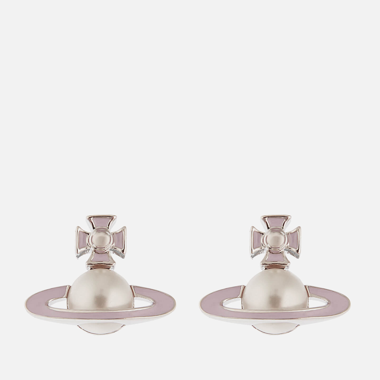 Vivienne Westwood Women S Iris Bas Relief Earrings Rhodium Pearl Pale Pink Vivienne Westwood Women S Iris Bas Relief Earrings Rhodium Pearl Pale Pink