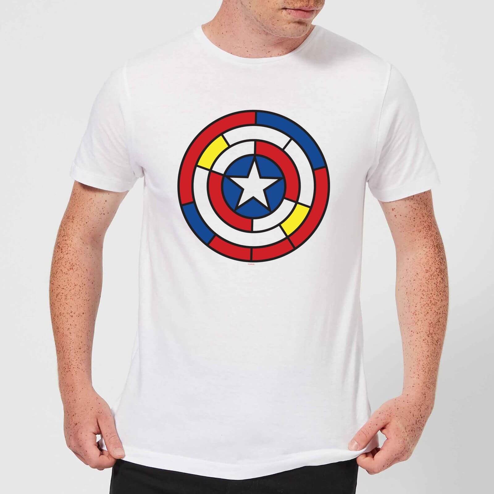 Marvel Captain America Stained Glass Shield Men S T Shirt White