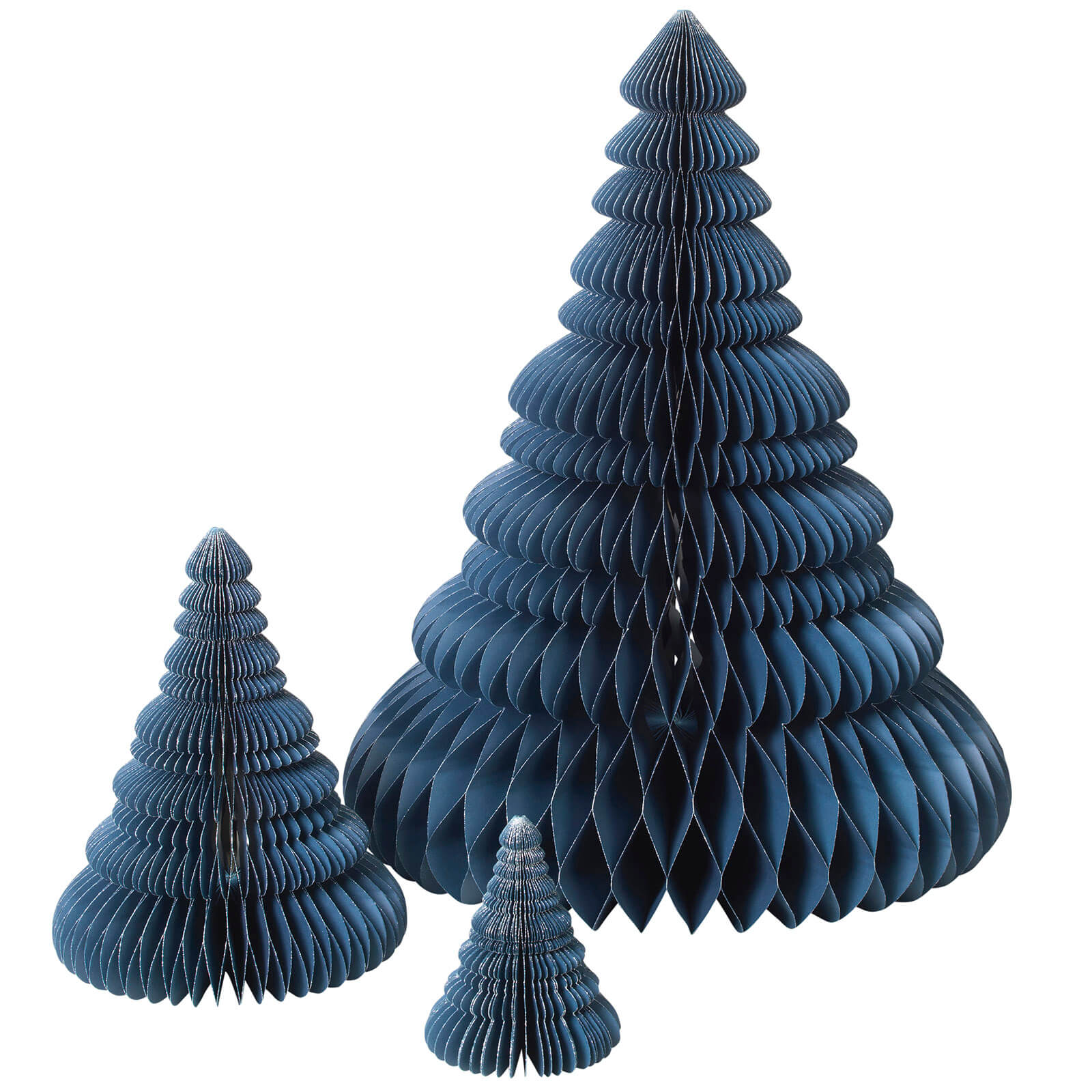 Broste Copenhagen Paper Christmas Tree Decoration Set Of 3 Orion Blue