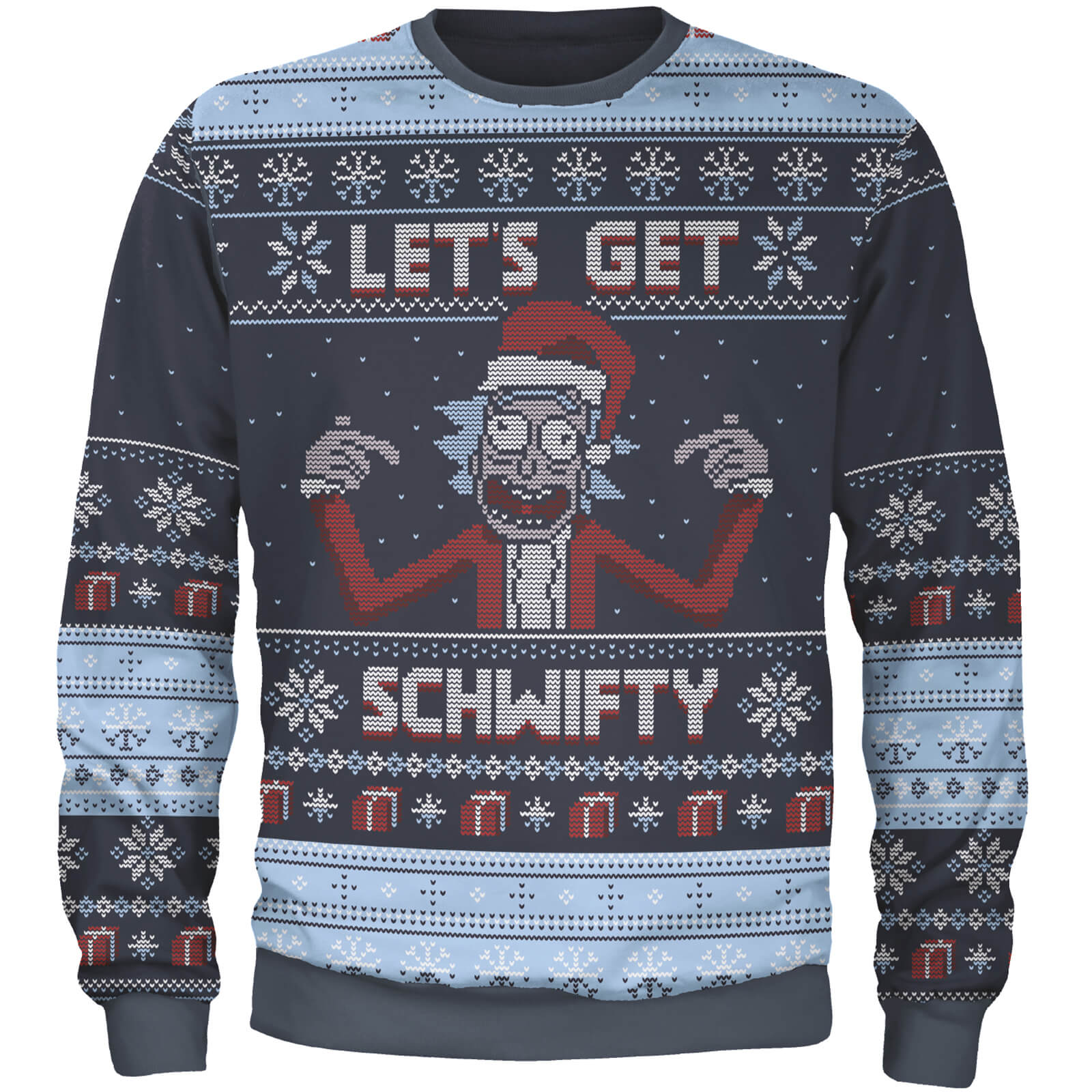 Zavvi Exclusive Rick Morty Christmas Knitted Jumper Navy Mens