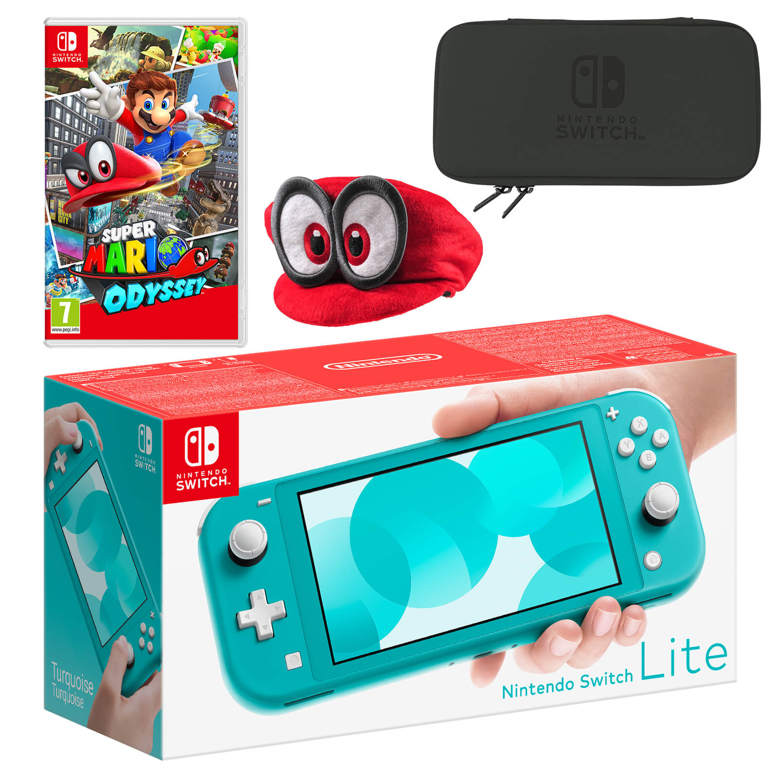 Nintendo Switch Lite Turquoise Super Mario Odyssey Pack