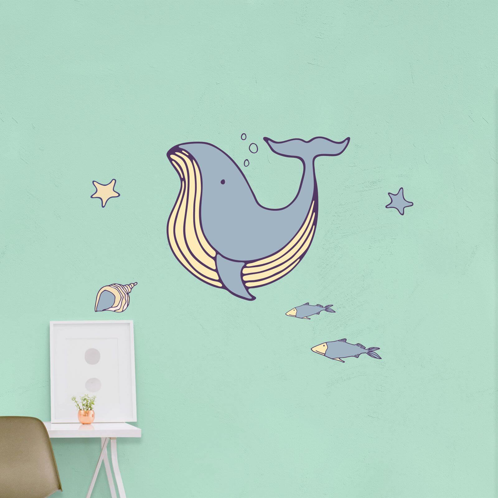 Blue Whale Wall Art Sticker Pack
