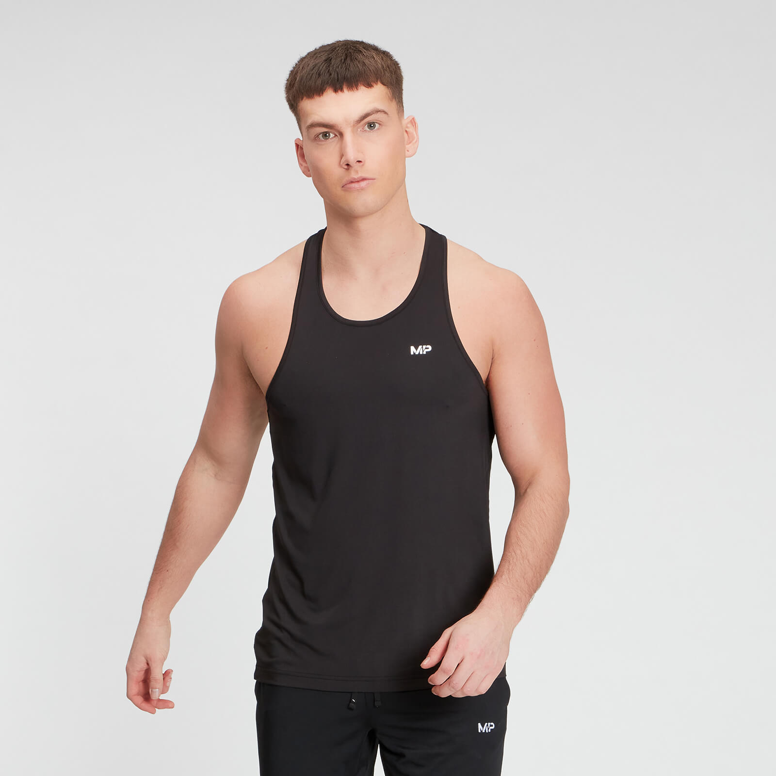 MP Мъжки основни дрехи Спортен изрязан потник - черно - XS