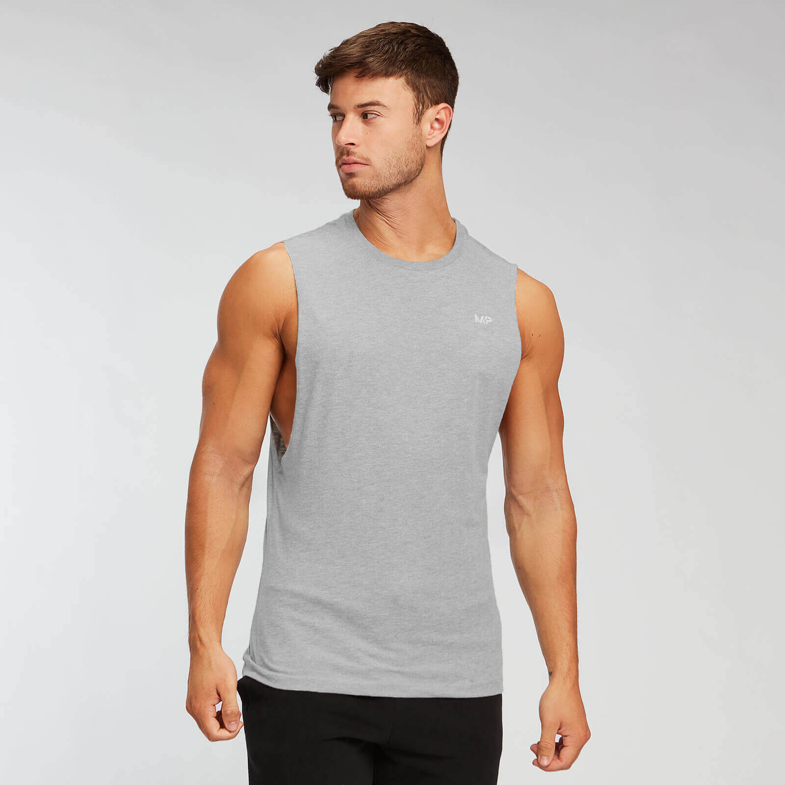 MP muška majica bez rukava s velikim izrezima za ruke – siva - XS
