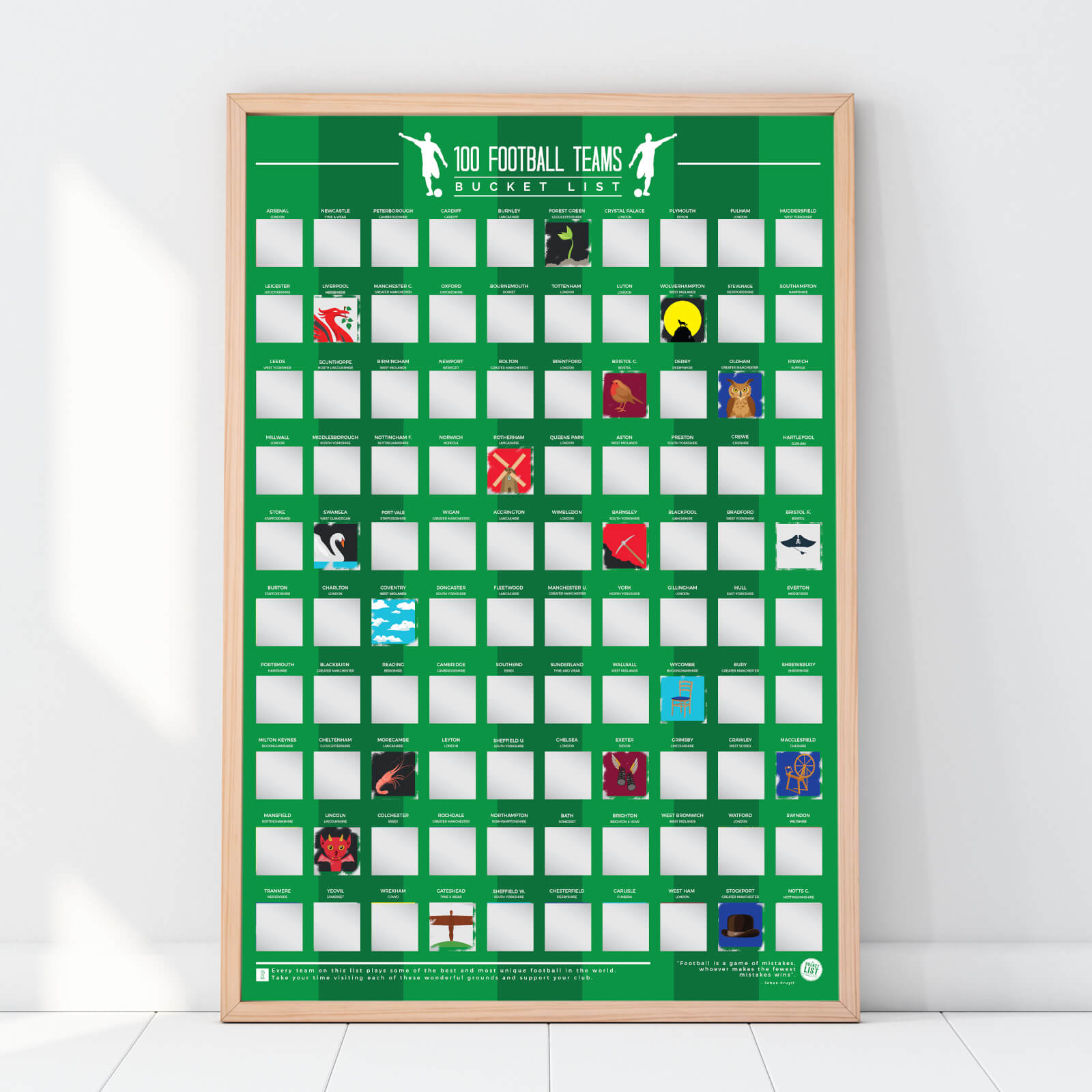100 Football Teams Scratch Off Bucket List Poster IWOOT UK