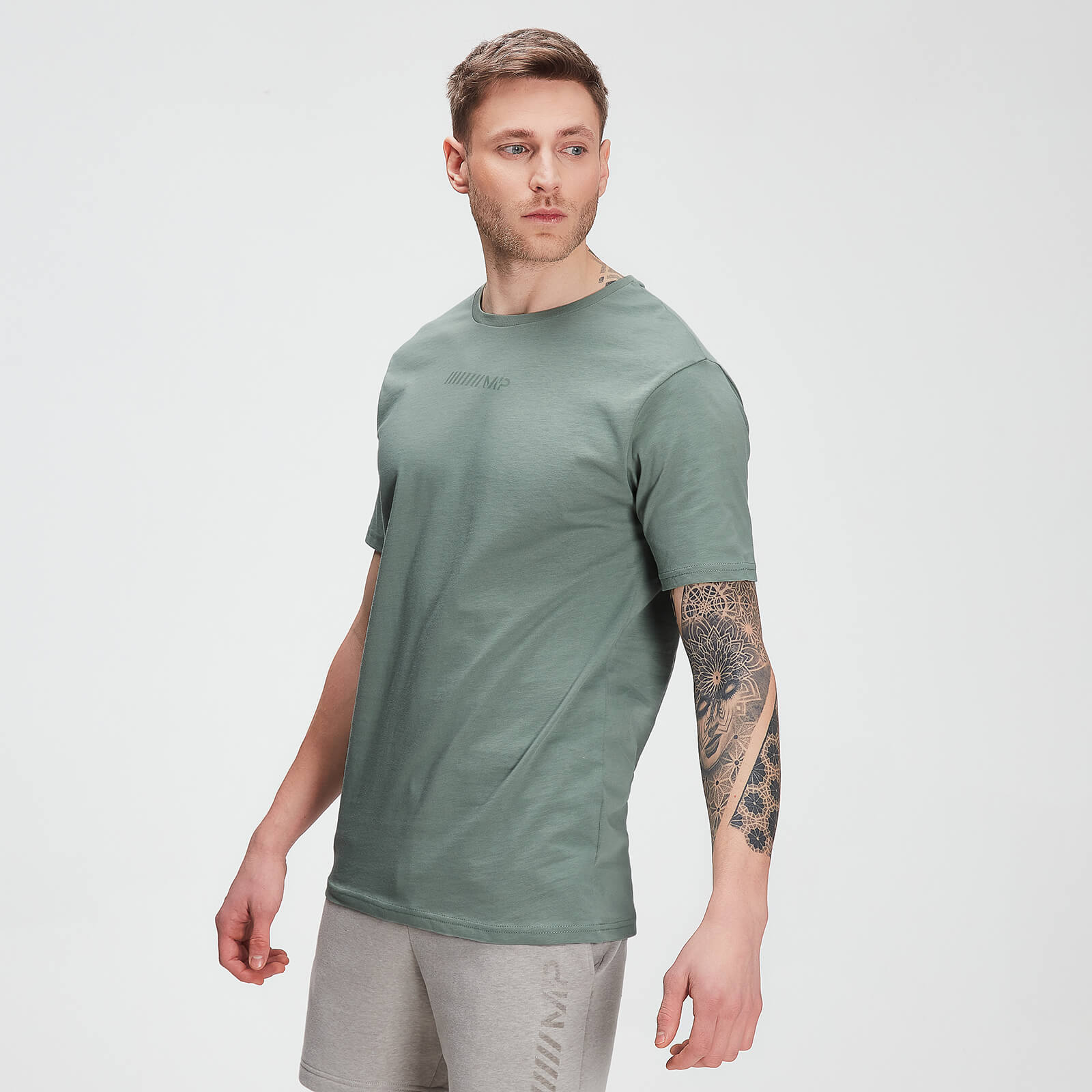 Tonal Graphic 基礎純棉系列 男士短袖 T 恤 - 淺綠