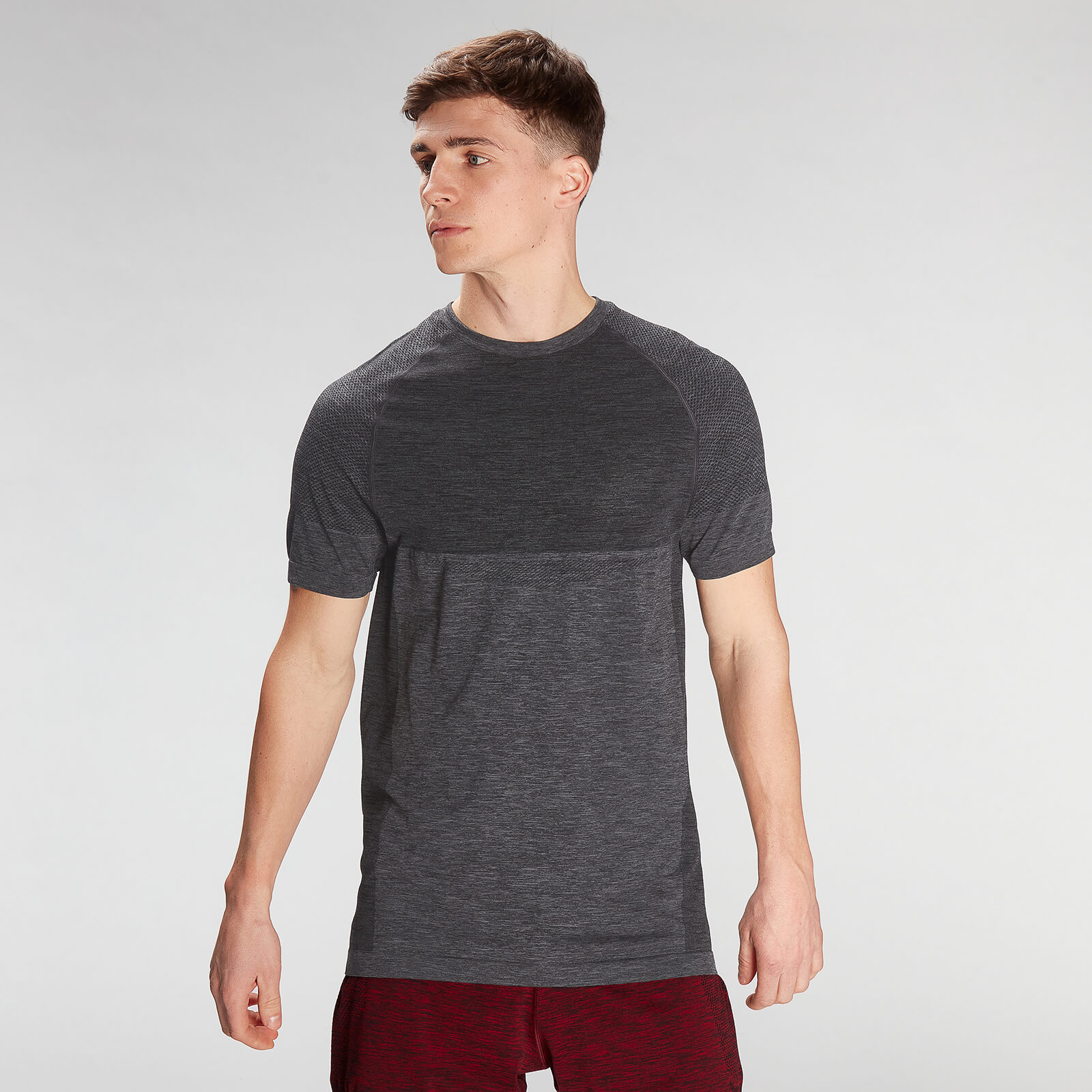 MP Men's Essential Seamless Short Sleeve T-Shirt- Storm Grey Marl - XS