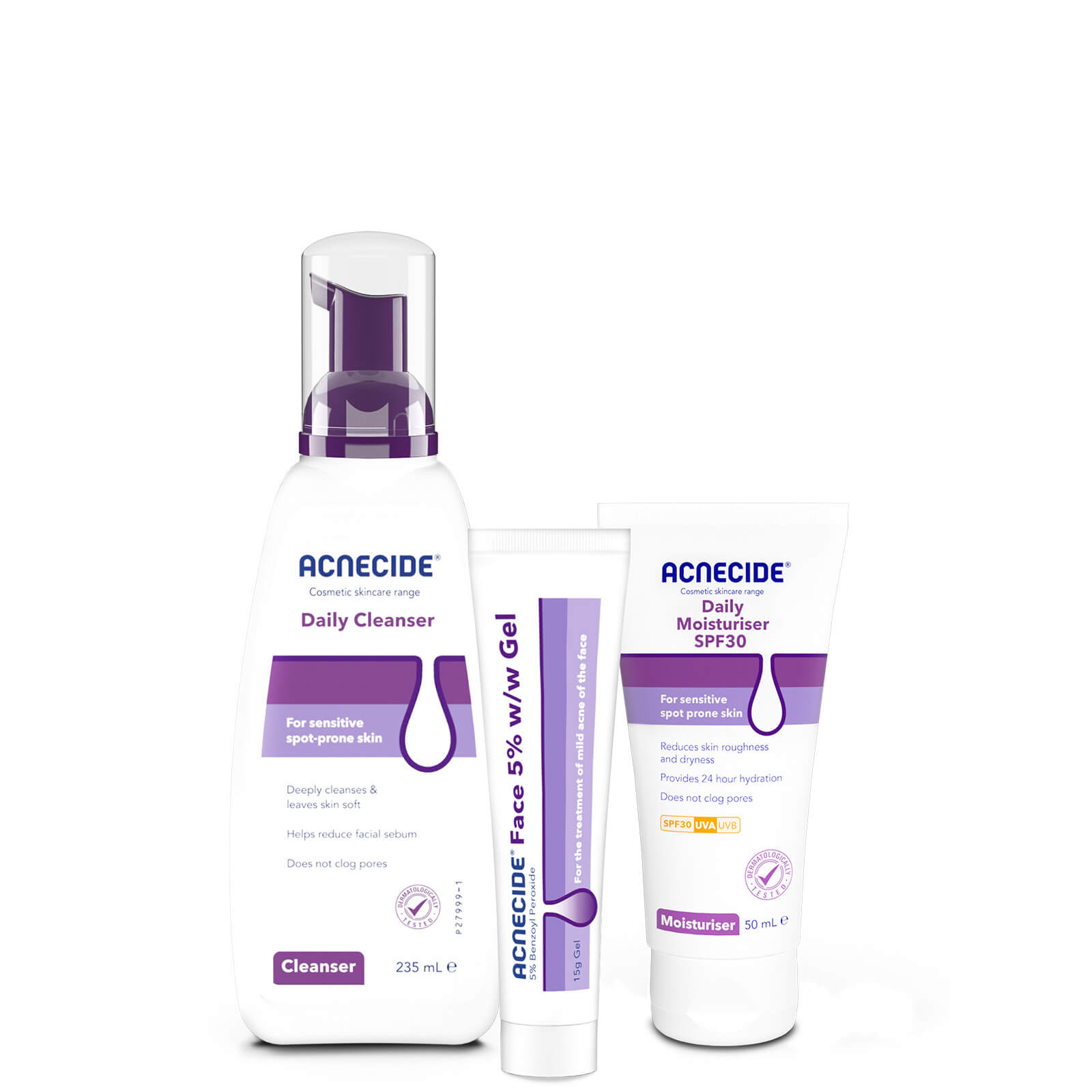 Acnecide Daily Cleanser, Acnecide Face Gel Treatment, Acnecide Daily
