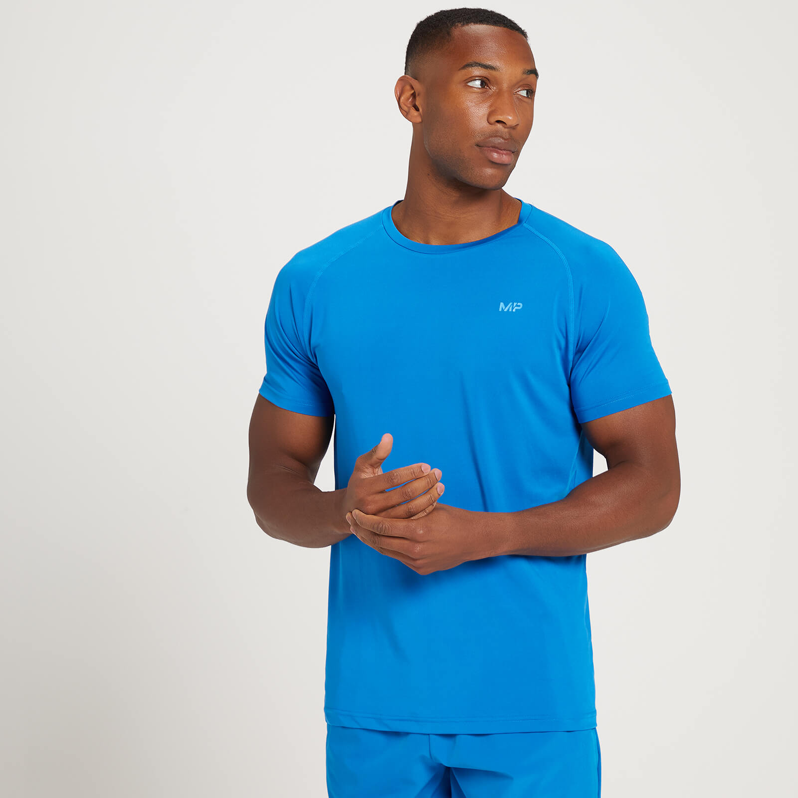T-shirt d’entraînement à manches courtes MP Linear Mark Graphic pour hommes – Bleu pur - XS