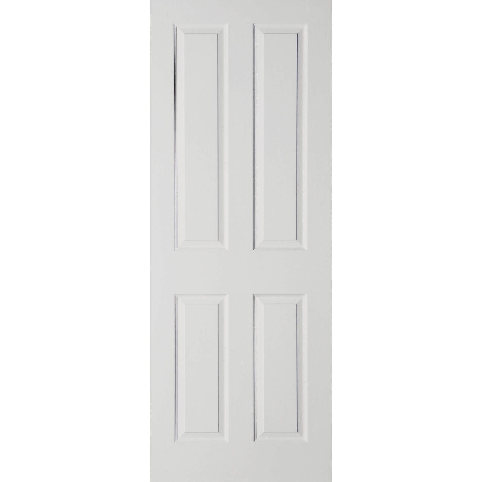 London 4 Panel PrePainted White Internal Door 762mm Wide Homebase