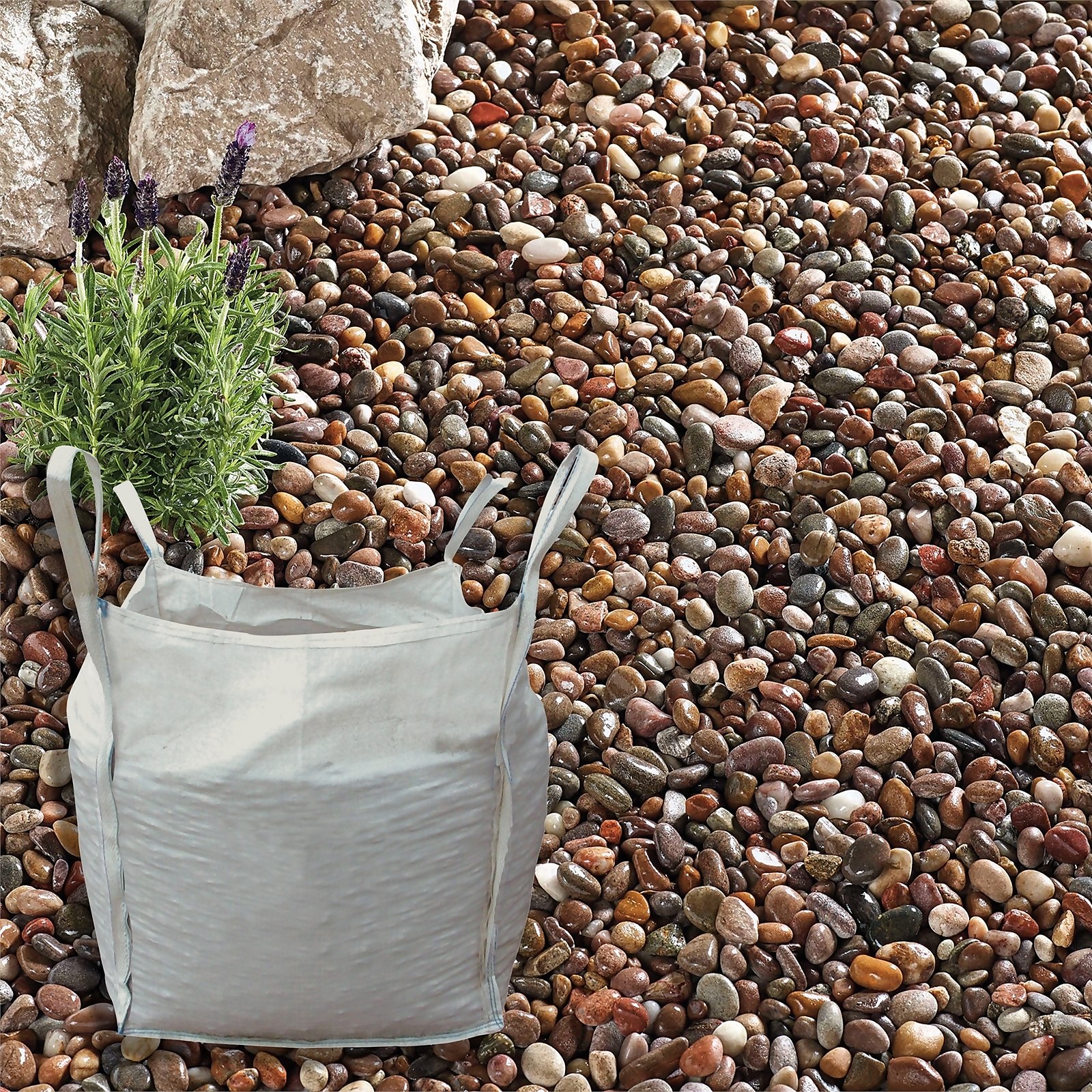 Stylish Stone Caledonian Pebbles 1420mm Bulk Bag 750 kg Homebase