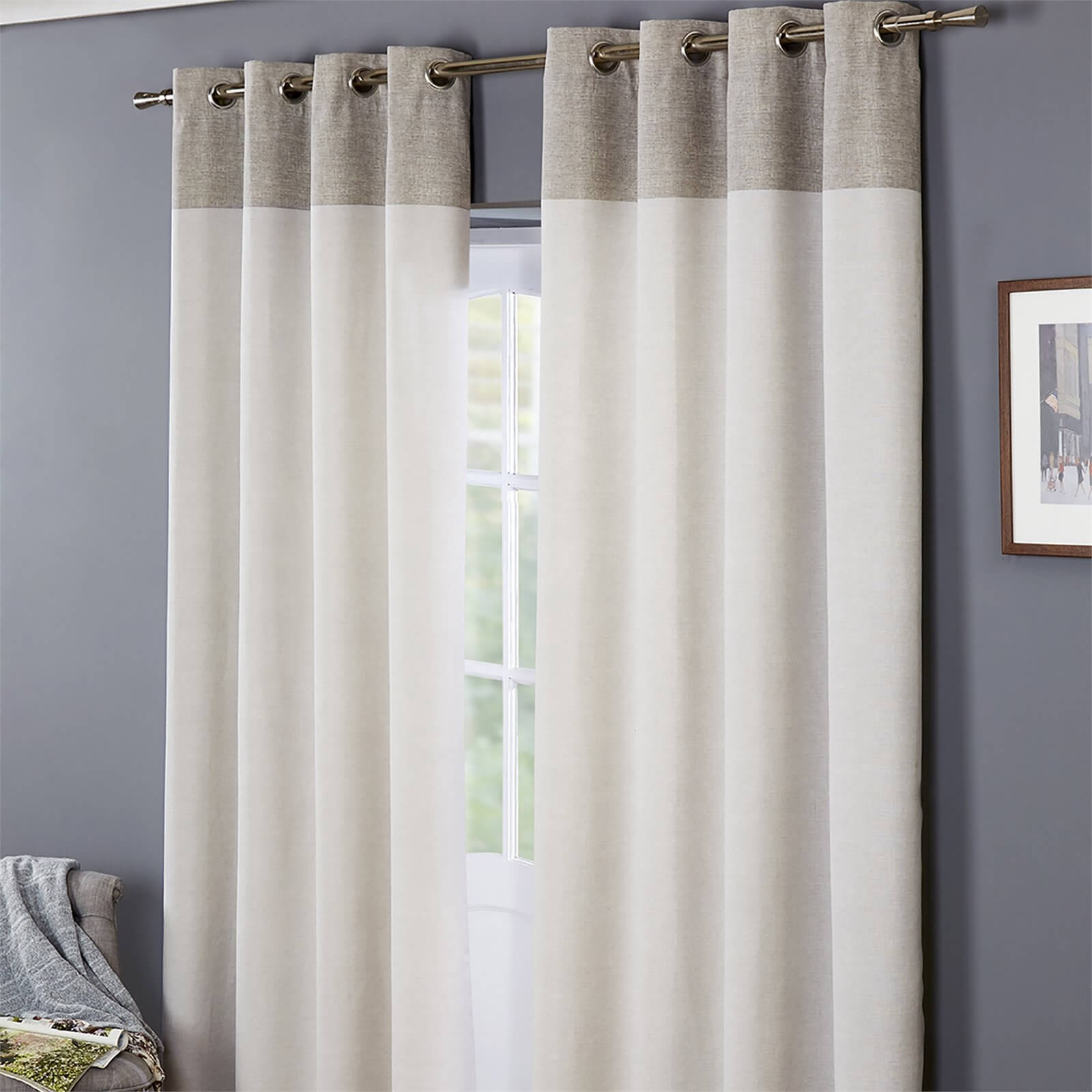 Oslo 100 Cotton Eyelet Curtains 90 X 90 Grey Homebase Available in metallic tones of dove grey, fully lined with eyelet detail. oslo 100 cotton eyelet curtains 90 x 90 grey