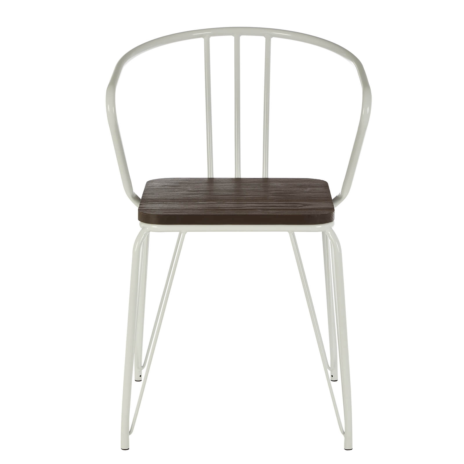 District White Metal and Elm Arm Dining Chair Homebase