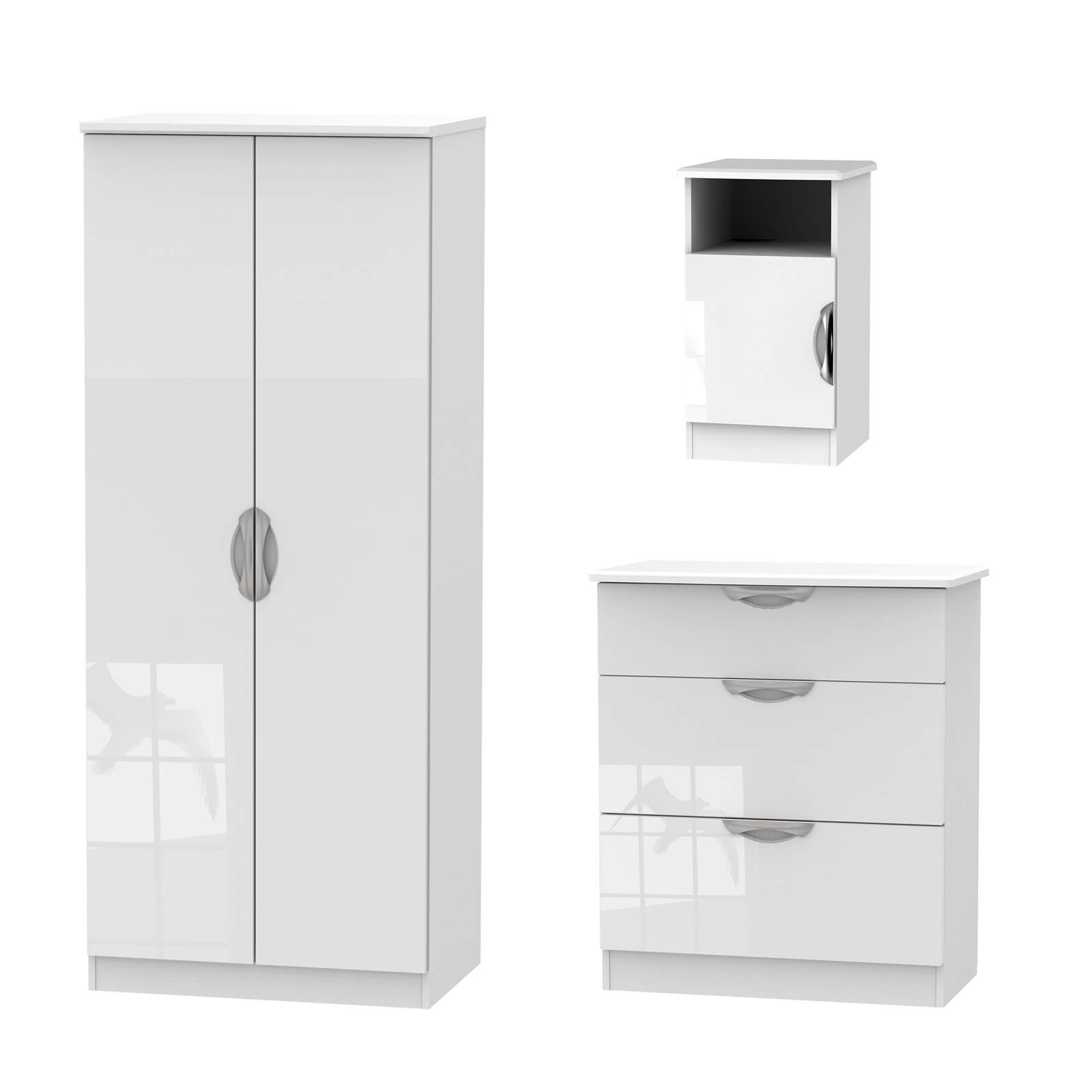 Portofino 3 Piece Bedroom Furniture Set White Homebase
