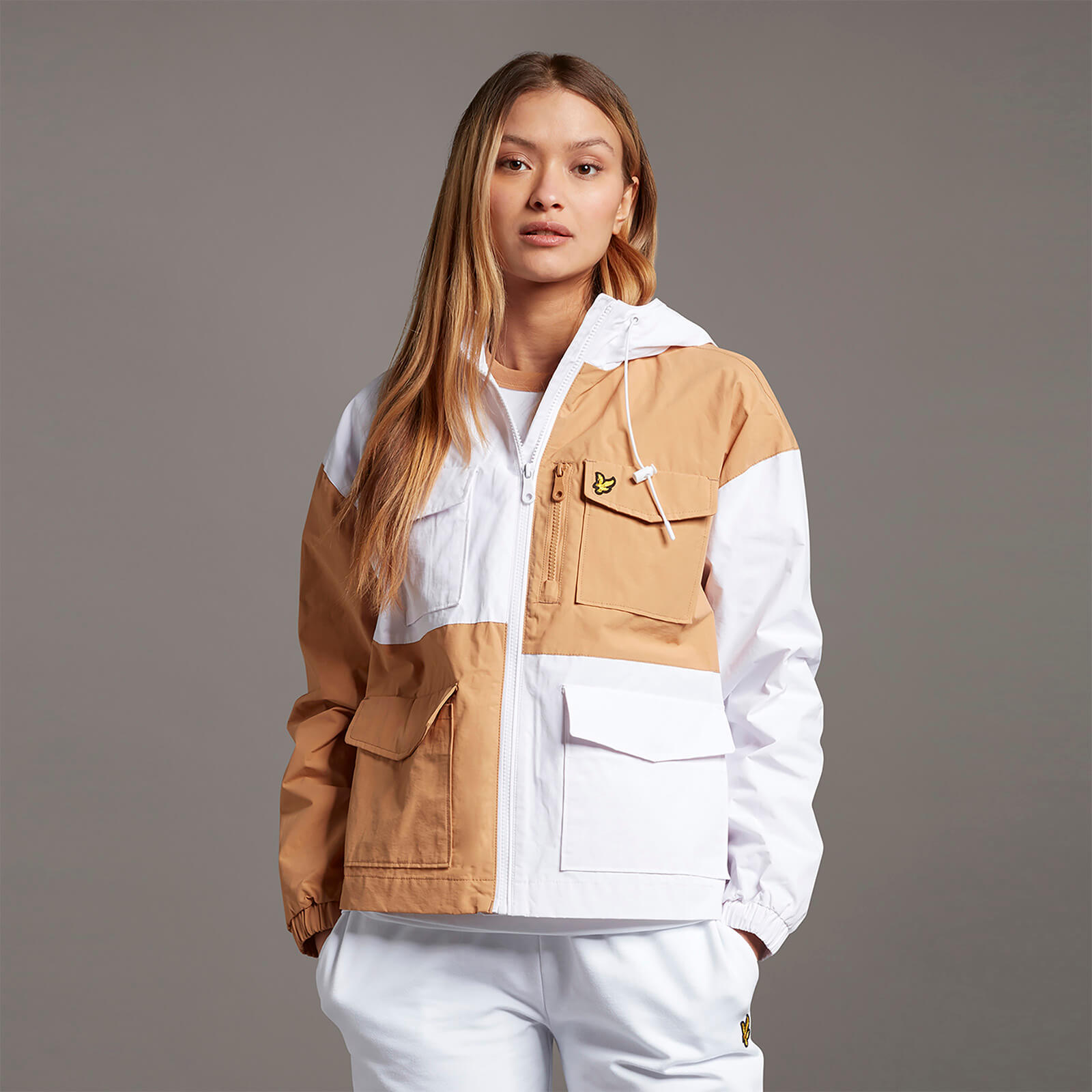 tan jacket with hood