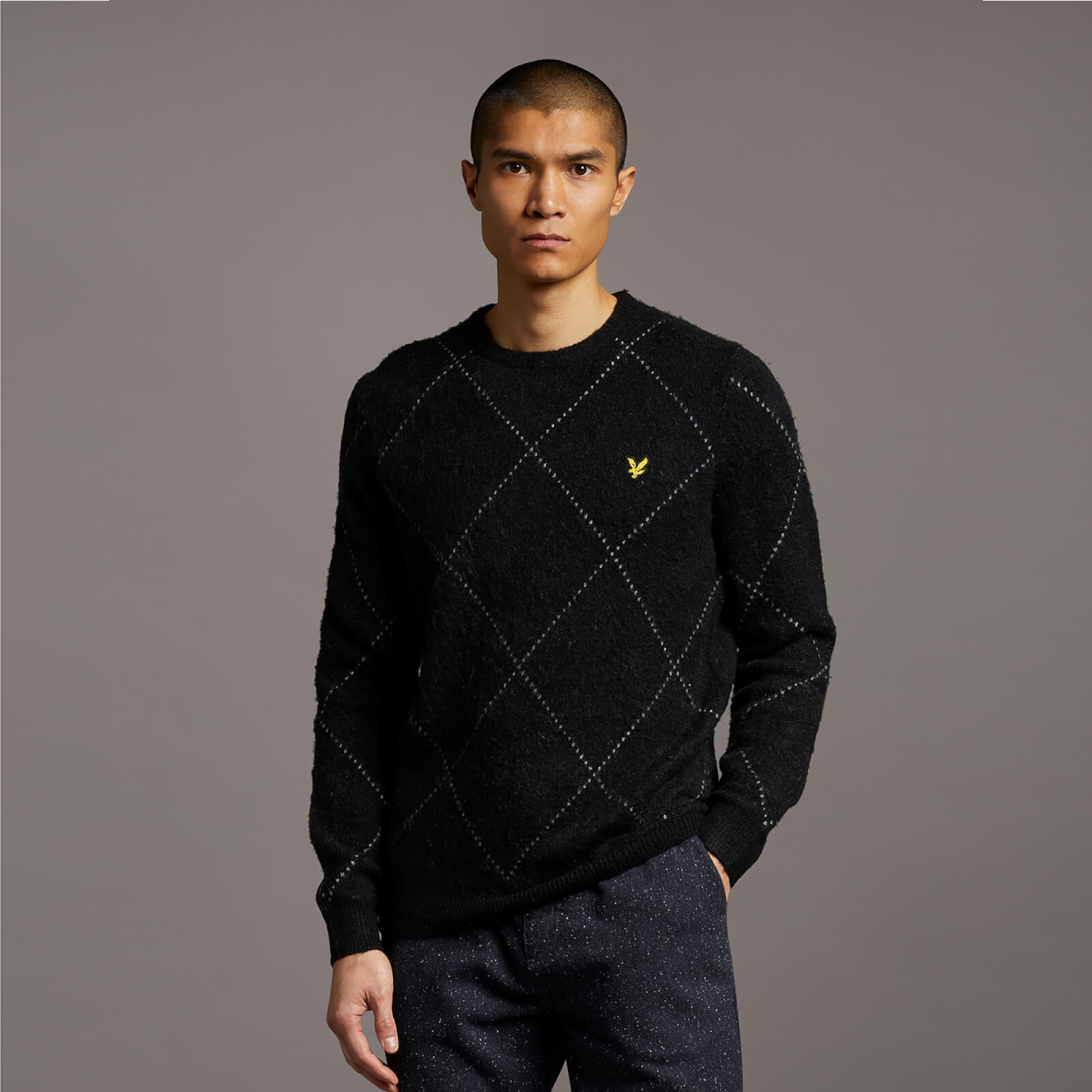 black argyle jumper