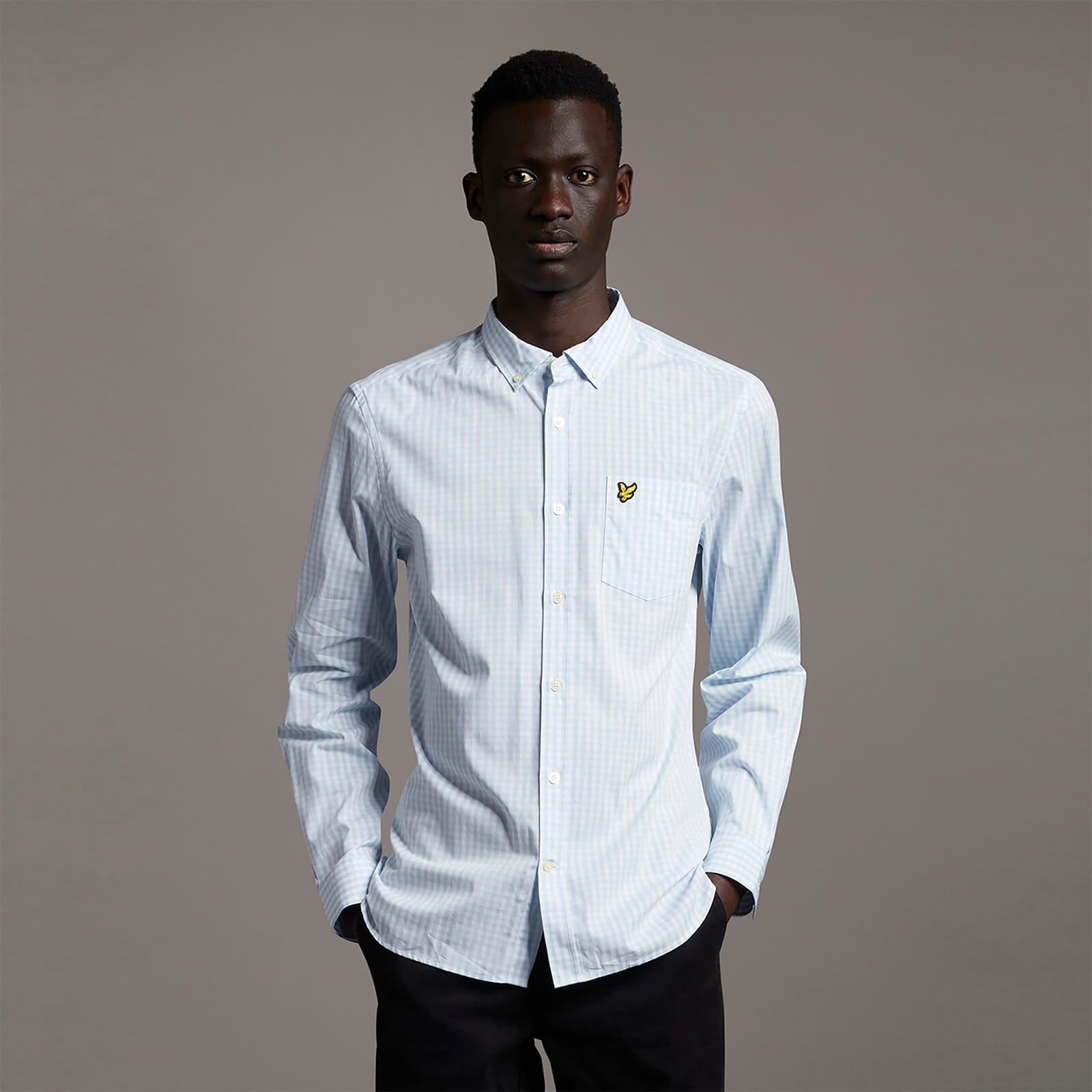 Slim Fit Gingham Shirt - Light Blue 