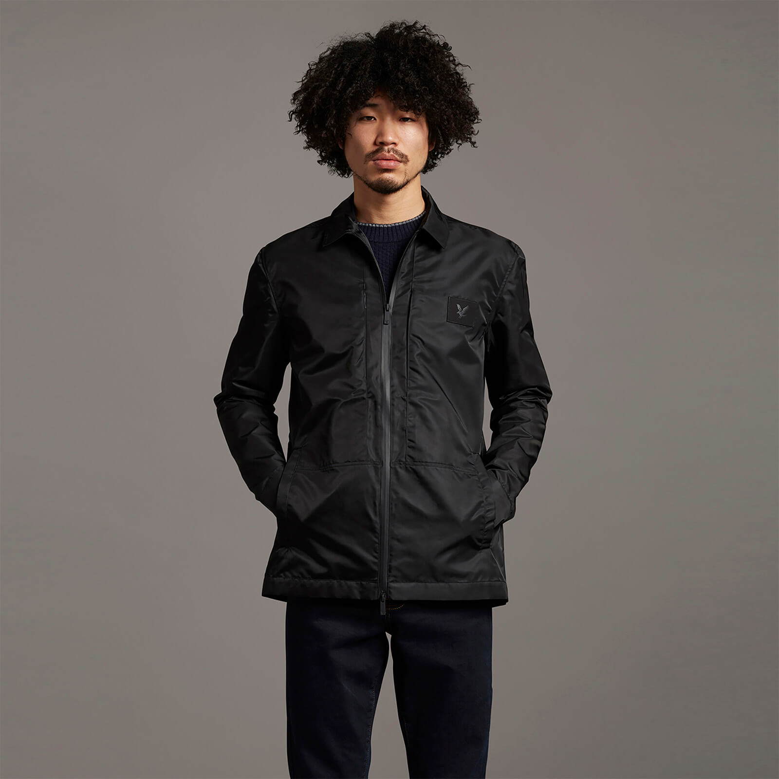 Black Eagle Nylon Overshirt - Jet Black 