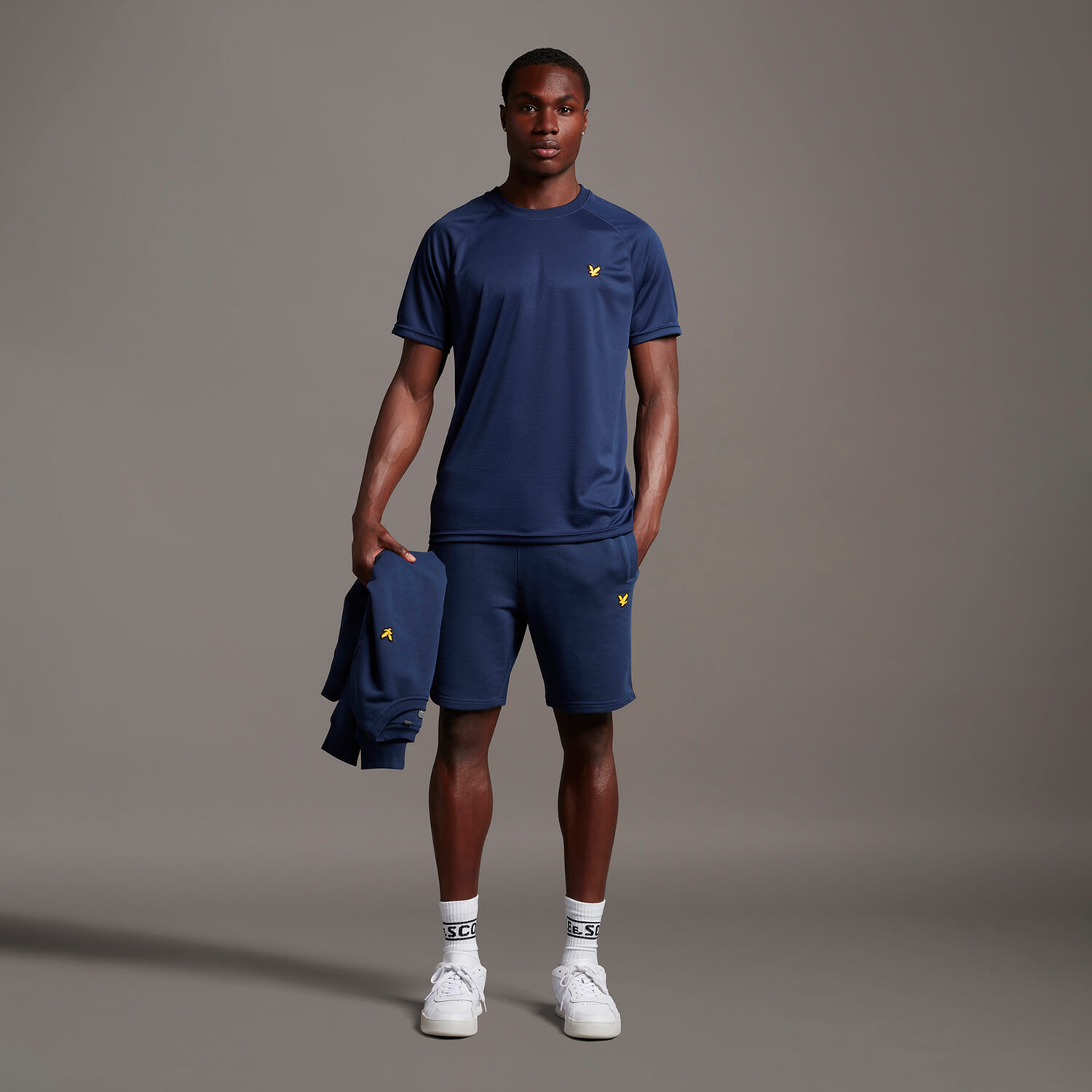 Mens navy sweat shorts clearance
