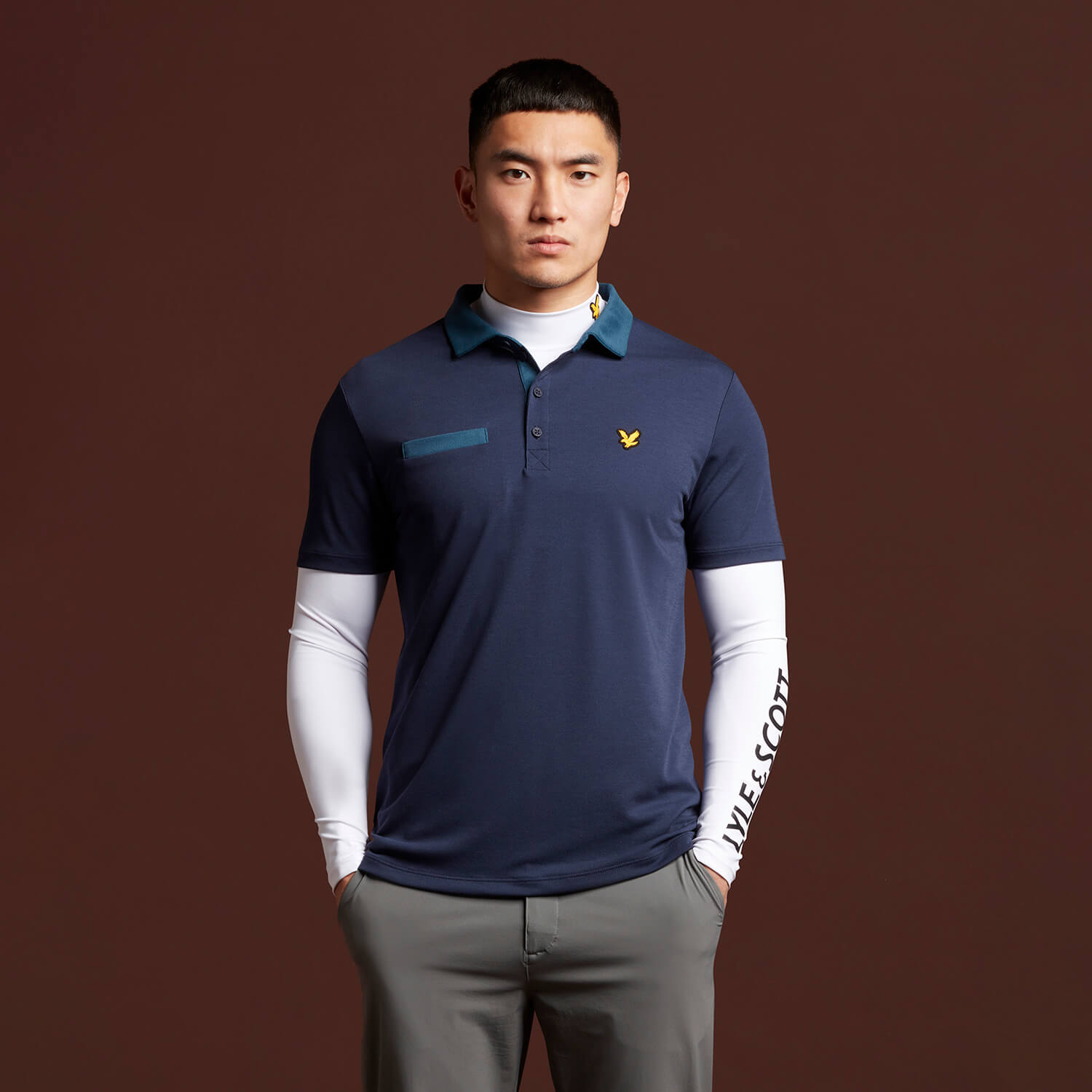 navy golf polo shirt