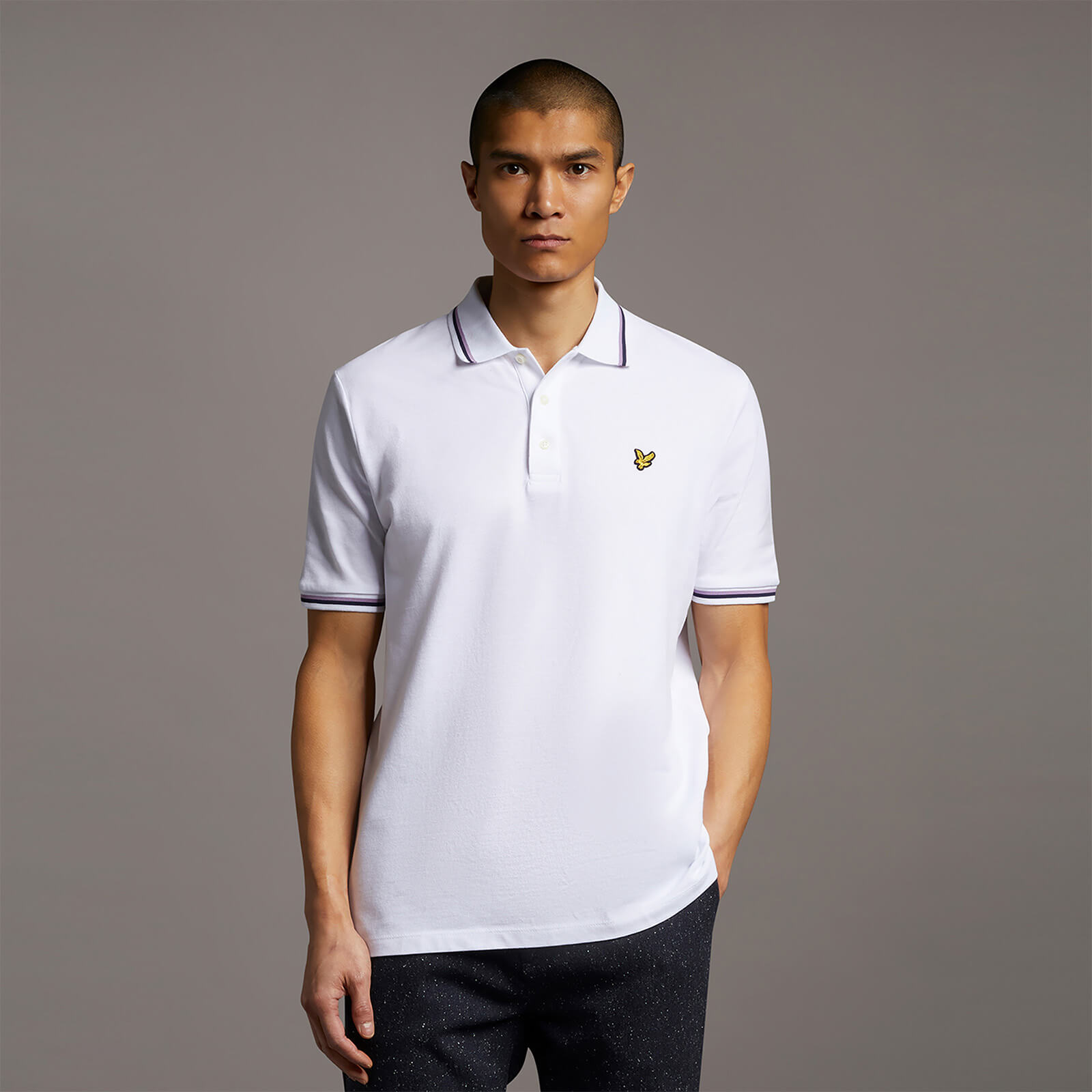 Men's Double Tipped Polo Shirt - White 