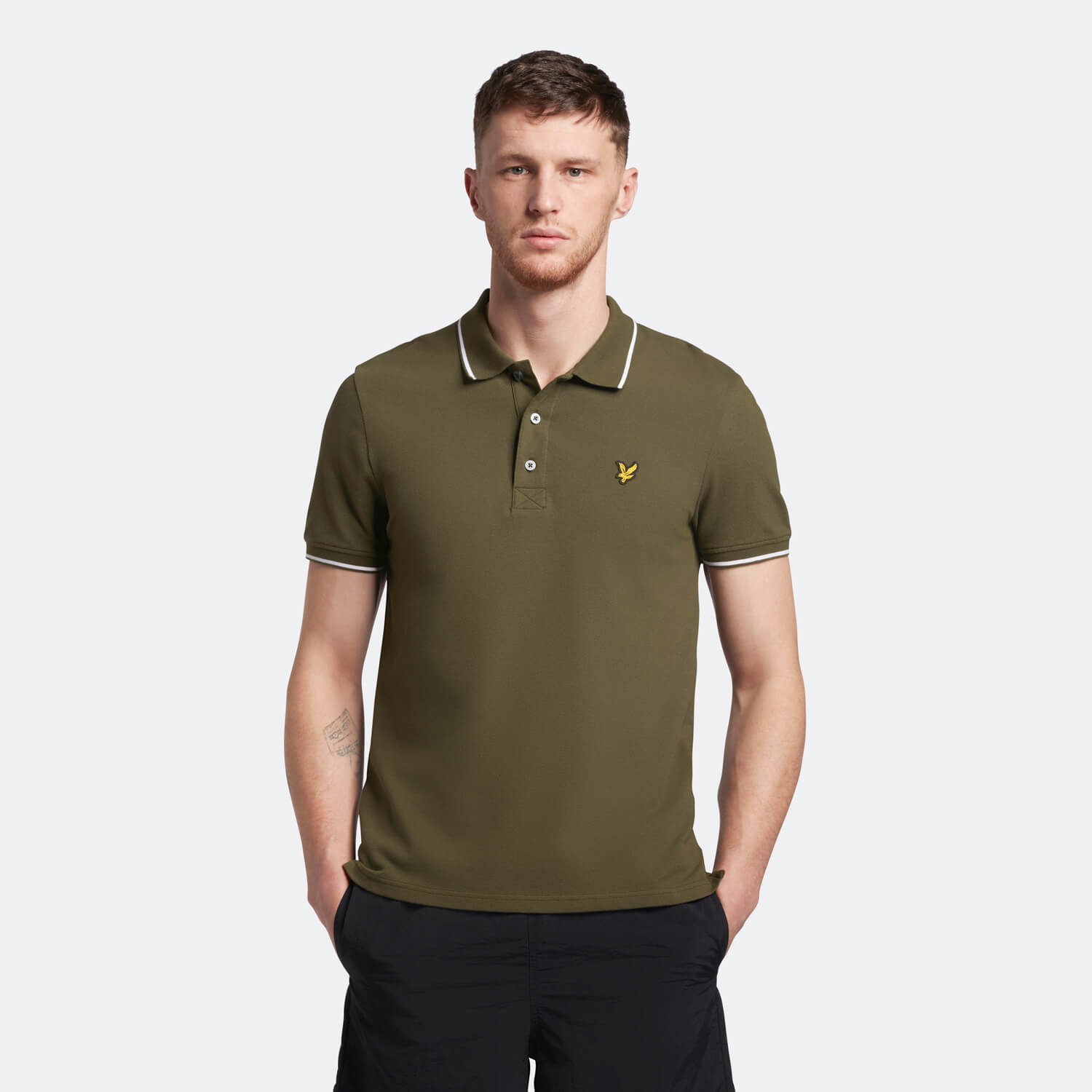 Lyle \u0026 Scott Tipped Polo Shirt - Olive / White, M