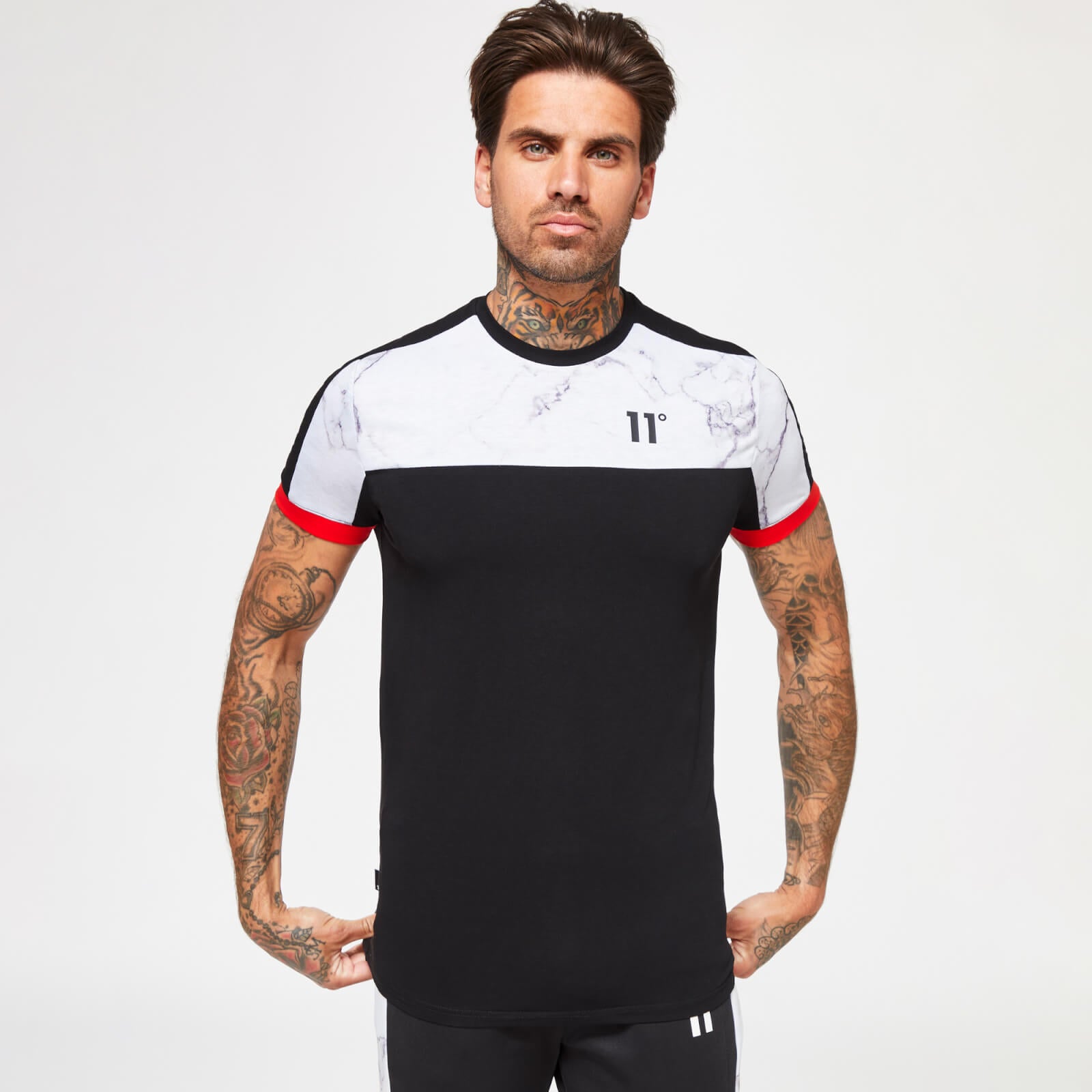 11 Degrees Marble Print Muscle Fit 