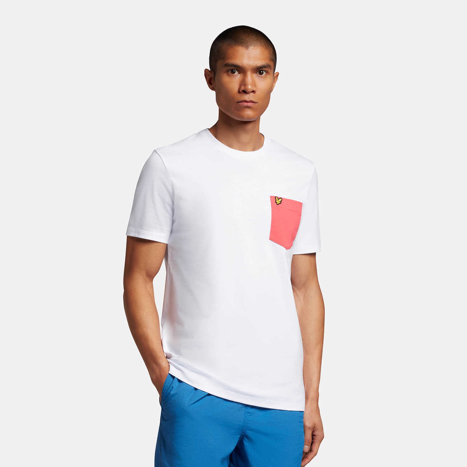 Men's Contrast Pocket T-Shirt - White 