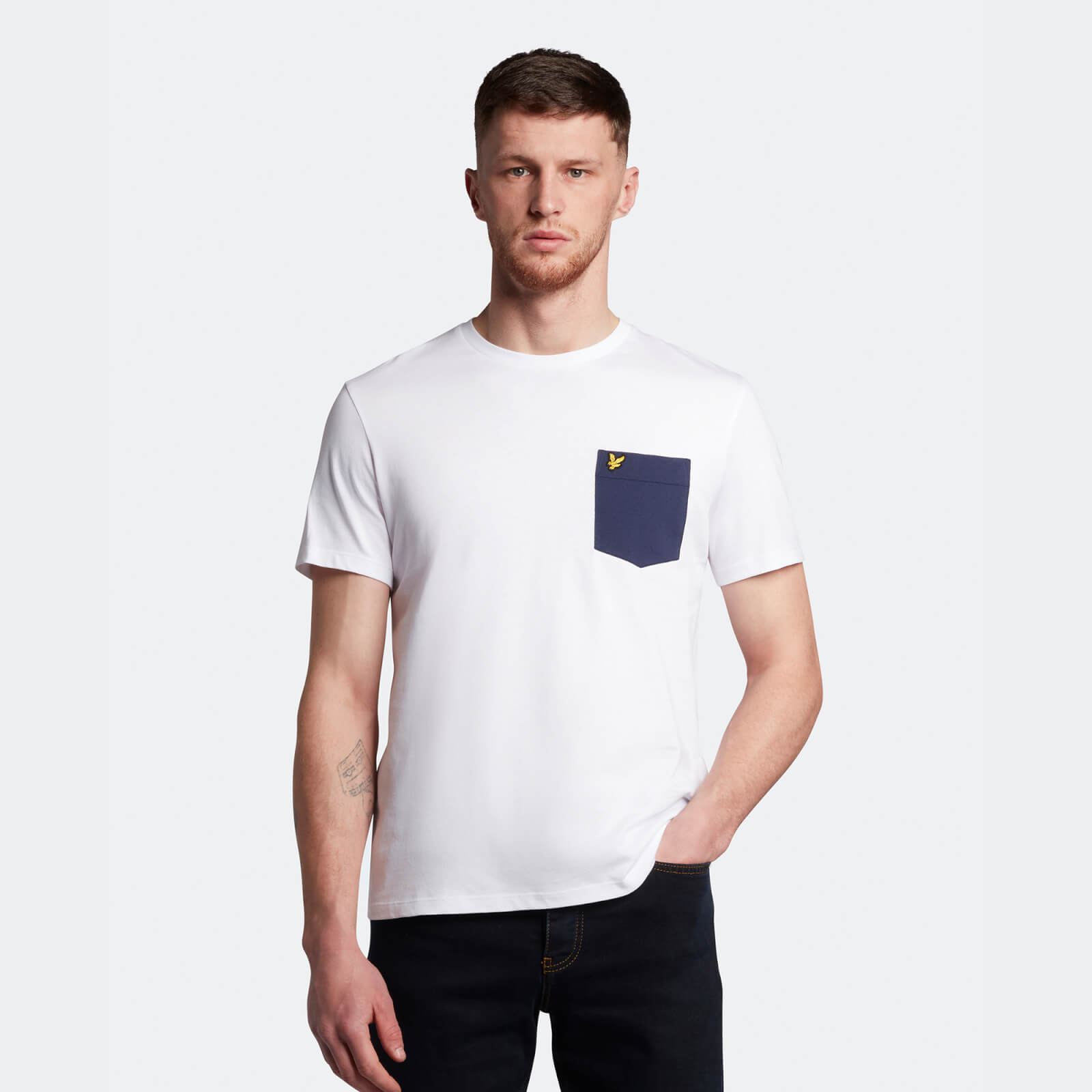 Men's Contrast Pocket T-Shirt - White 