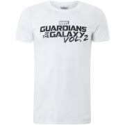 Marvel Men's Guardians of the Galaxy Vol. 2 Black Logo T-Shirt - White