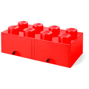 LEGO Storage 8 Knob Brick - 2 Drawers (Bright Red)