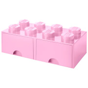 Brique de rangement LEGO® 8 Tenons 2 Tiroirs - Rose Clair