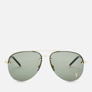 Saint Laurent Metal Aviator Style Sunglasses - Gold