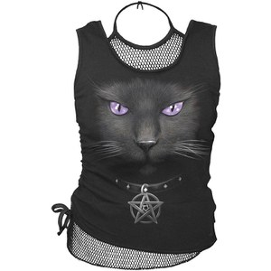 Camiseta rejilla Spiral Black Cat 2en1 - Mujer - Negro
