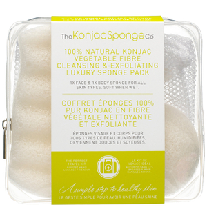 Pack de viaje con dos esponjas de lujo 100 % puras de The Konjac Sponge Company