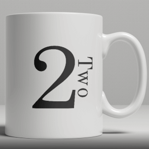 Alphabet Keramik Designer Tasse - Nummer 2