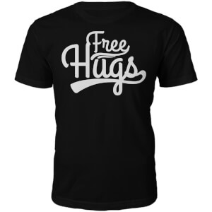 Free Hugs Slogan T-Shirt - Black